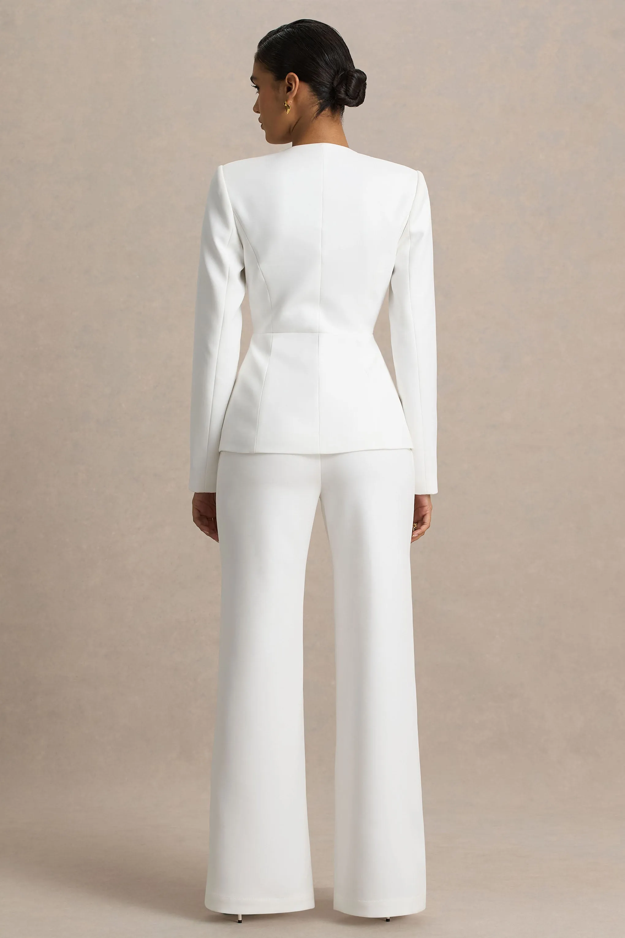 Silvia | White Straight-Leg Trousers sold by Club L London product image thumbnail 2