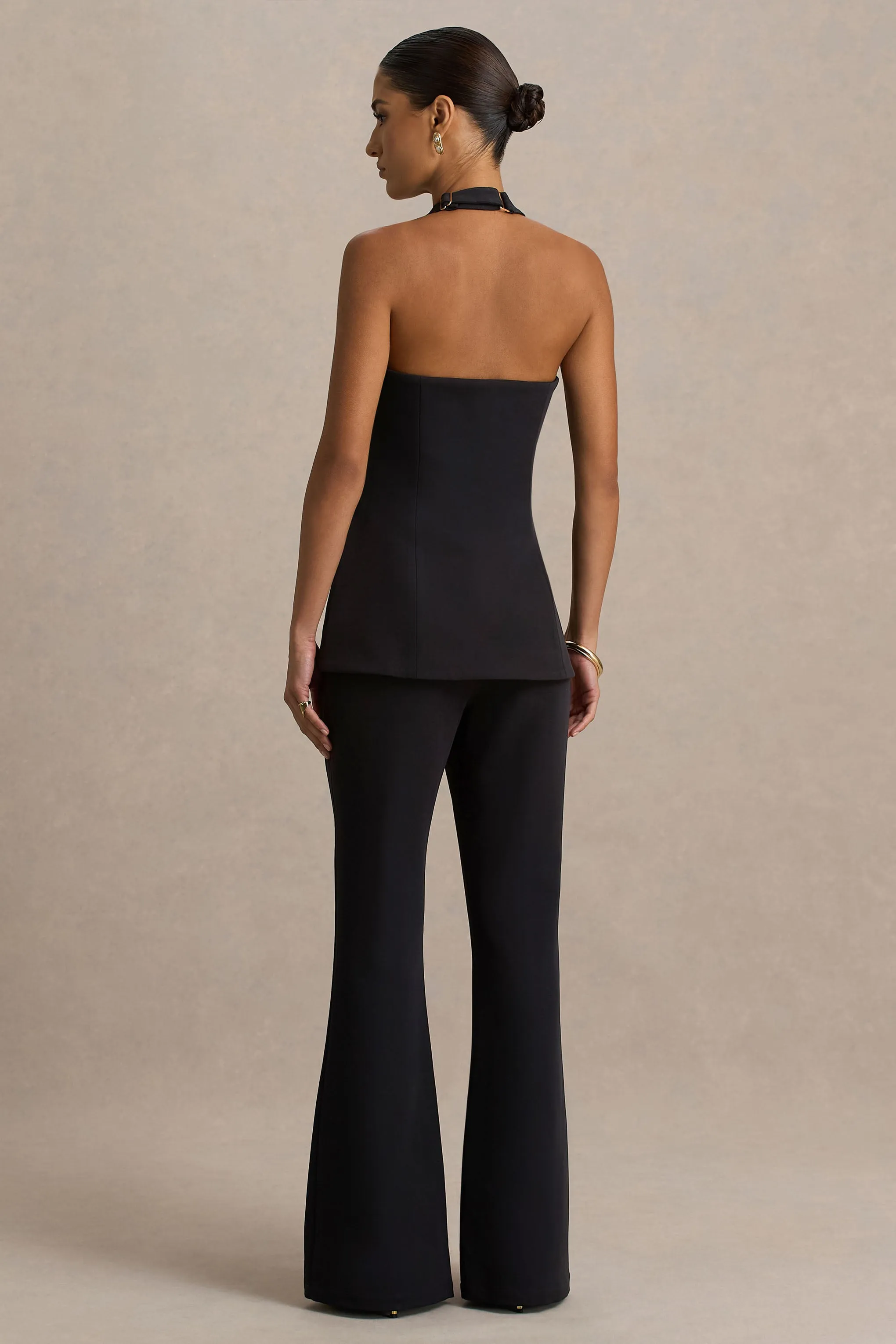 Carina | Black Flared-Leg Tailored Trousers sold by Club L London product image thumbnail 2