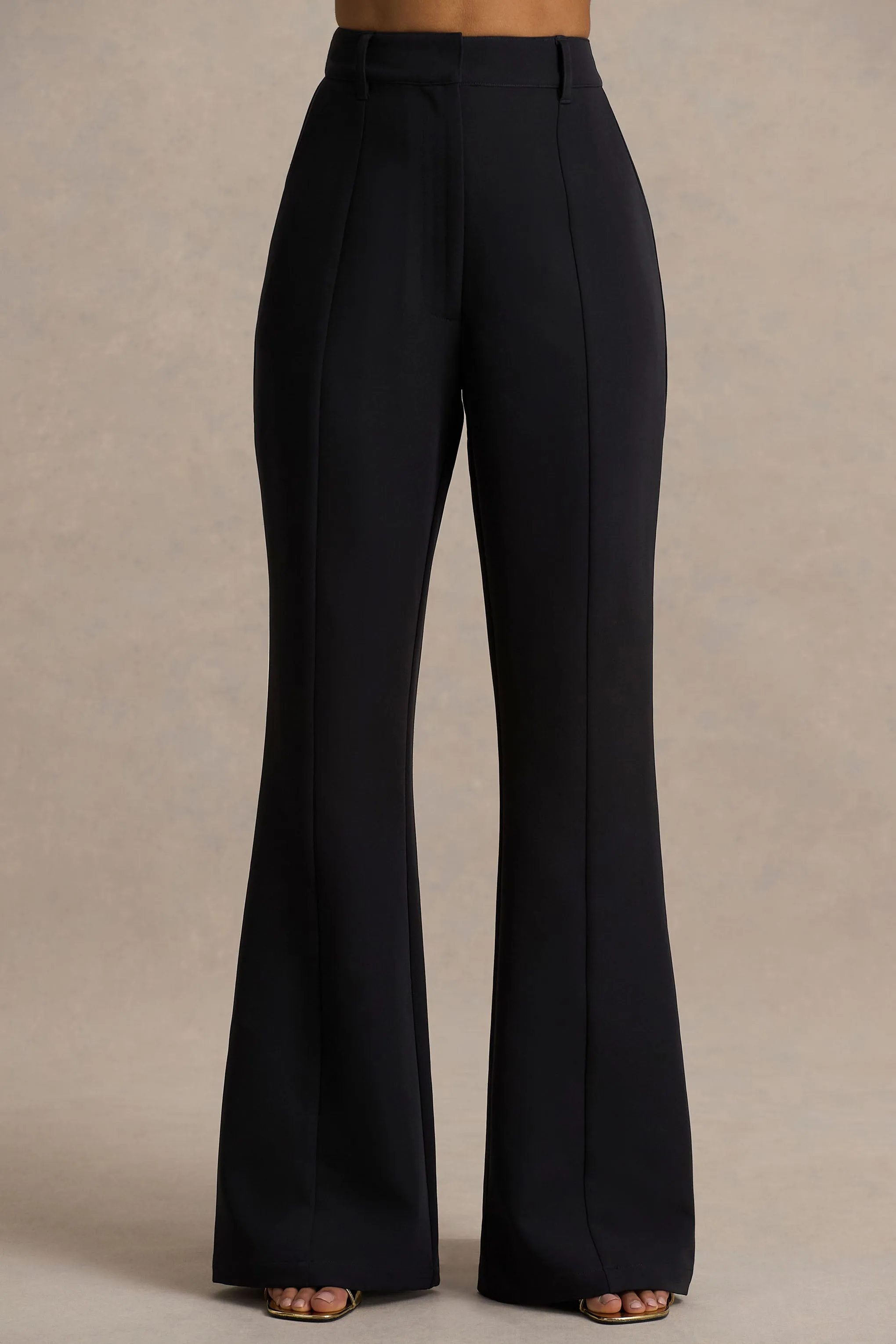 Carina | Black Flared-Leg Tailored Trousers sold by Club L London product image thumbnail 3