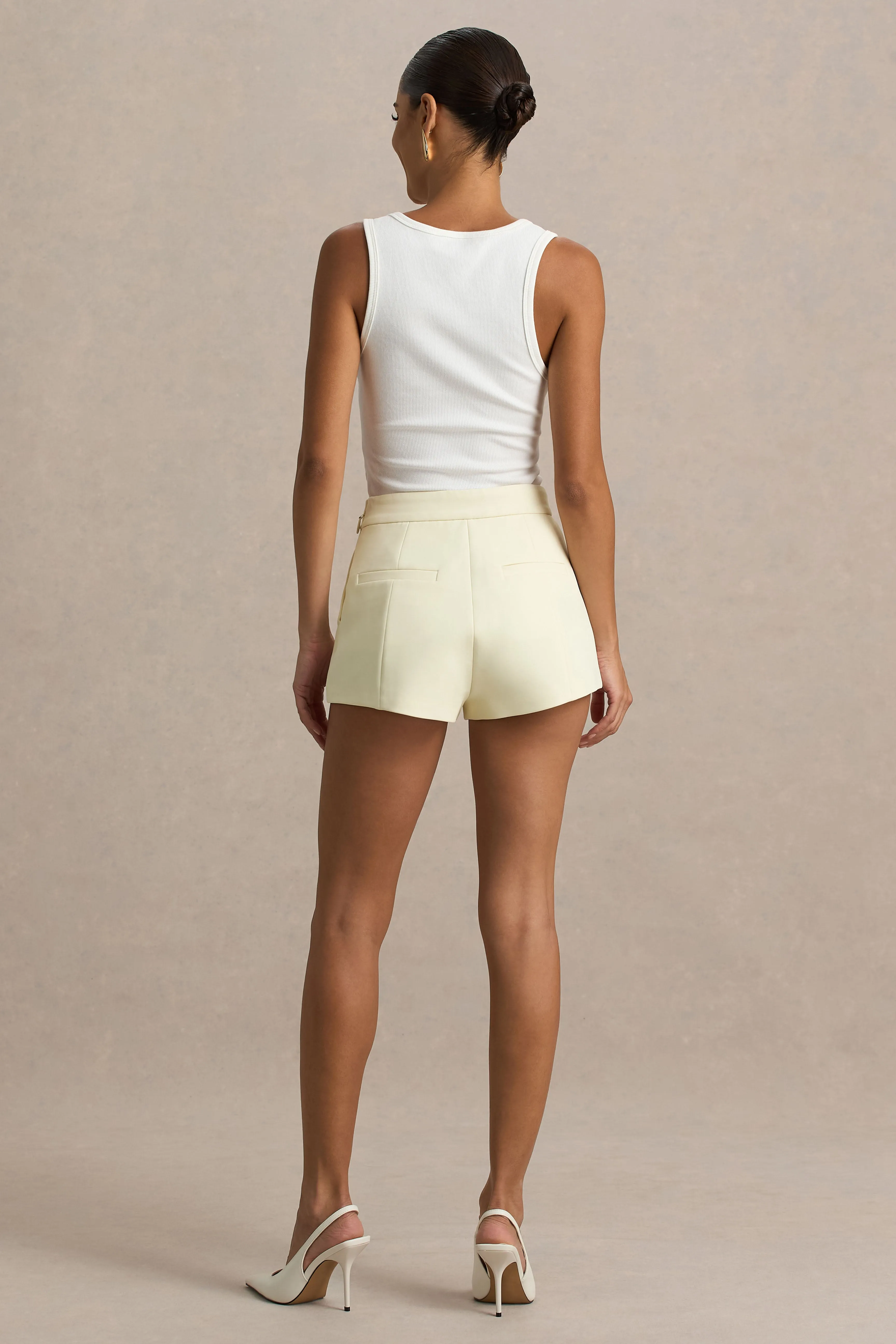 Lina | Cream Tailored Shorts sold by Club L London product image thumbnail 2