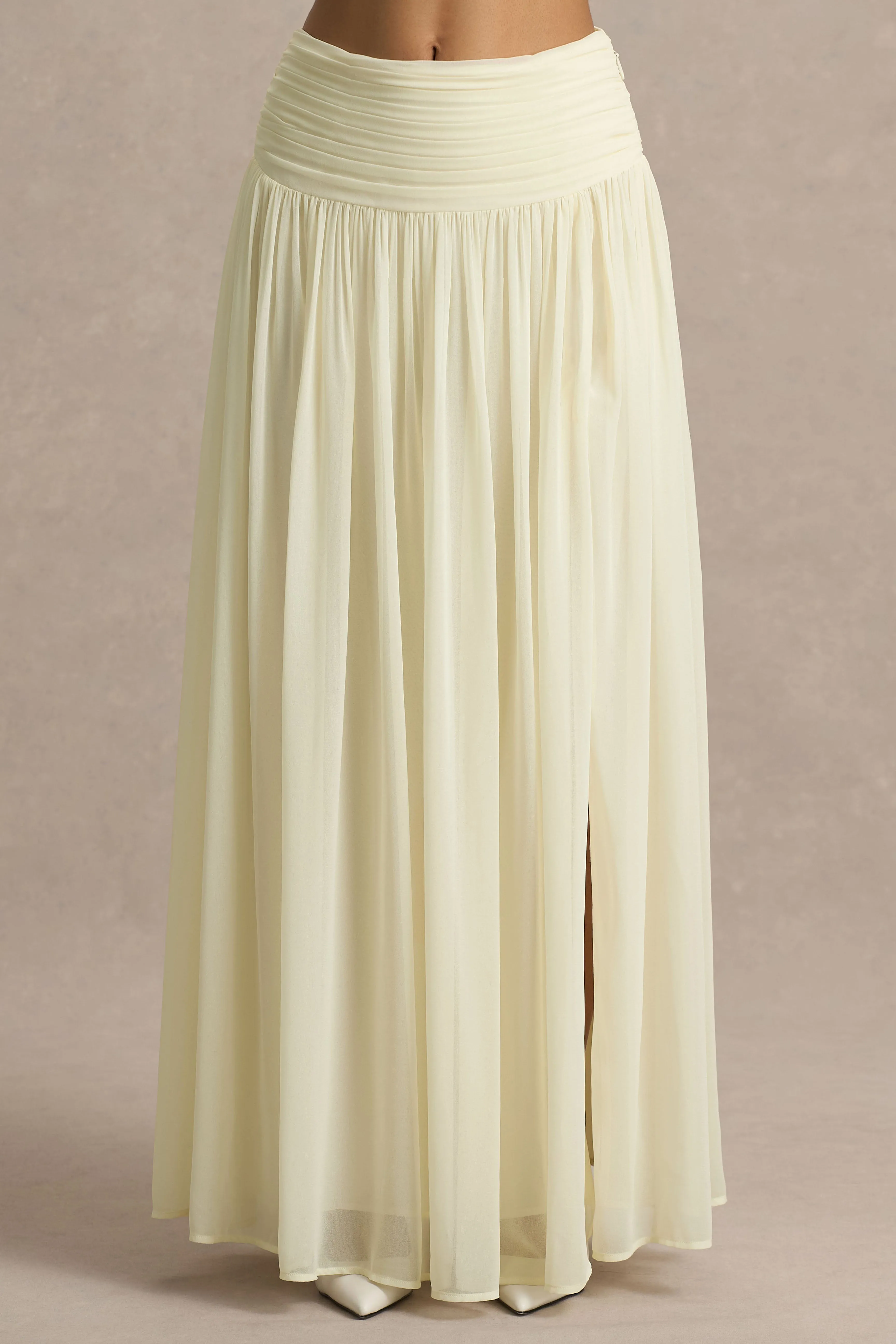 Spencer | Cream Chiffon Pleated Maxi Skirt sold by Club L London product image thumbnail 3