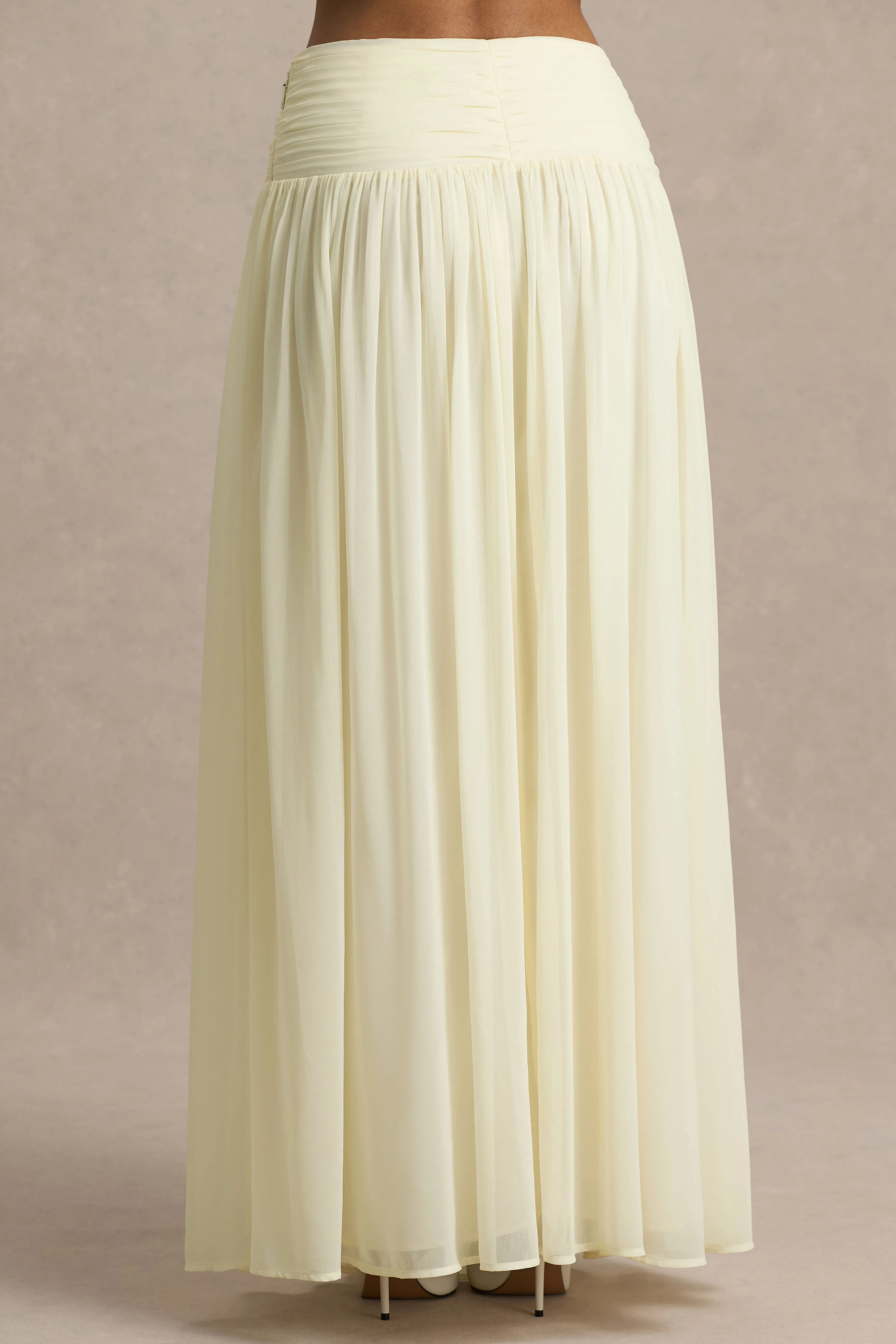 Spencer | Cream Chiffon Pleated Maxi Skirt sold by Club L London product image thumbnail 4