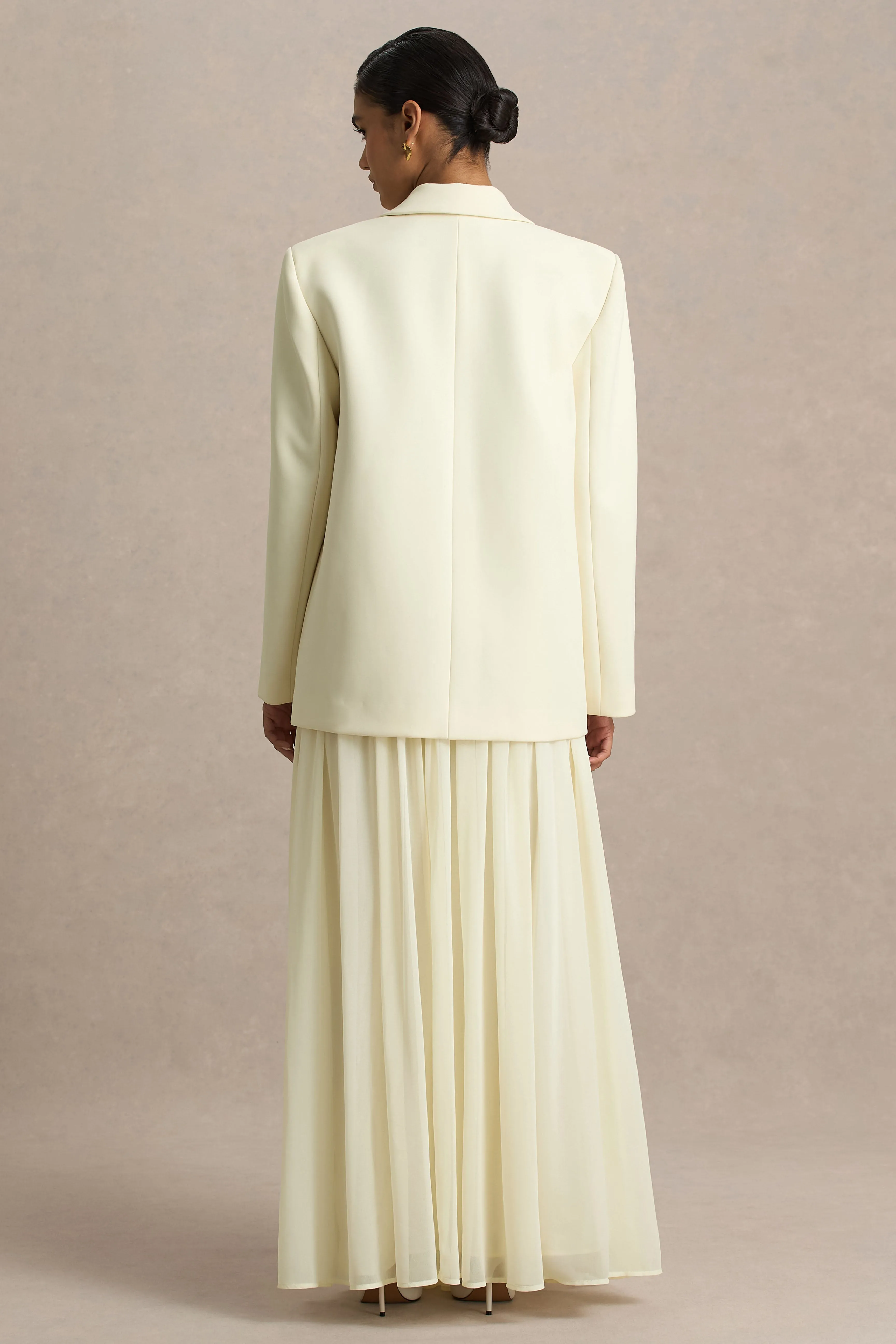 Spencer | Cream Chiffon Pleated Maxi Skirt sold by Club L London product image thumbnail 2