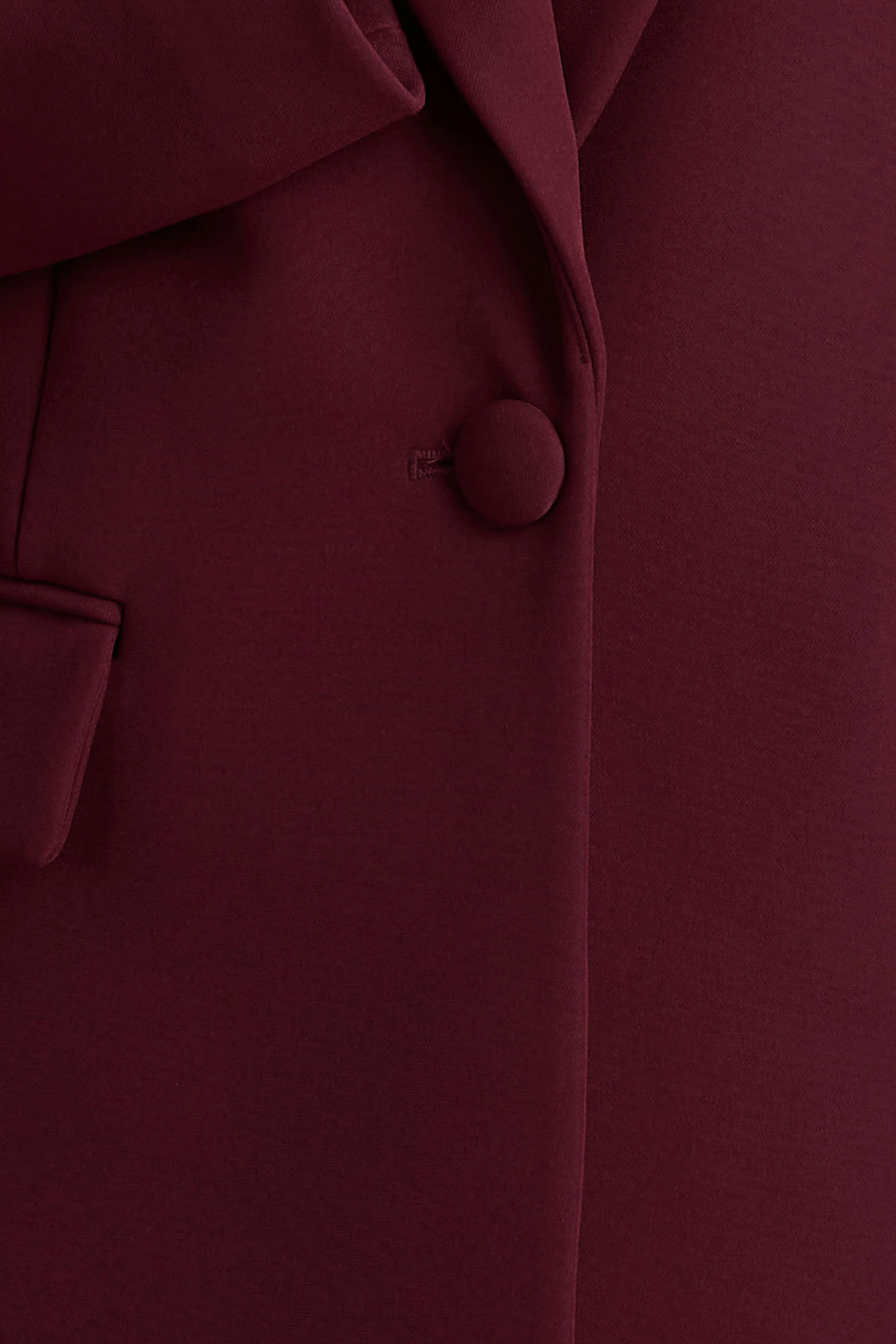 Katherine | Burgundy Plunge-Neck Tailored Blazer sold by Club L London product image thumbnail 3
