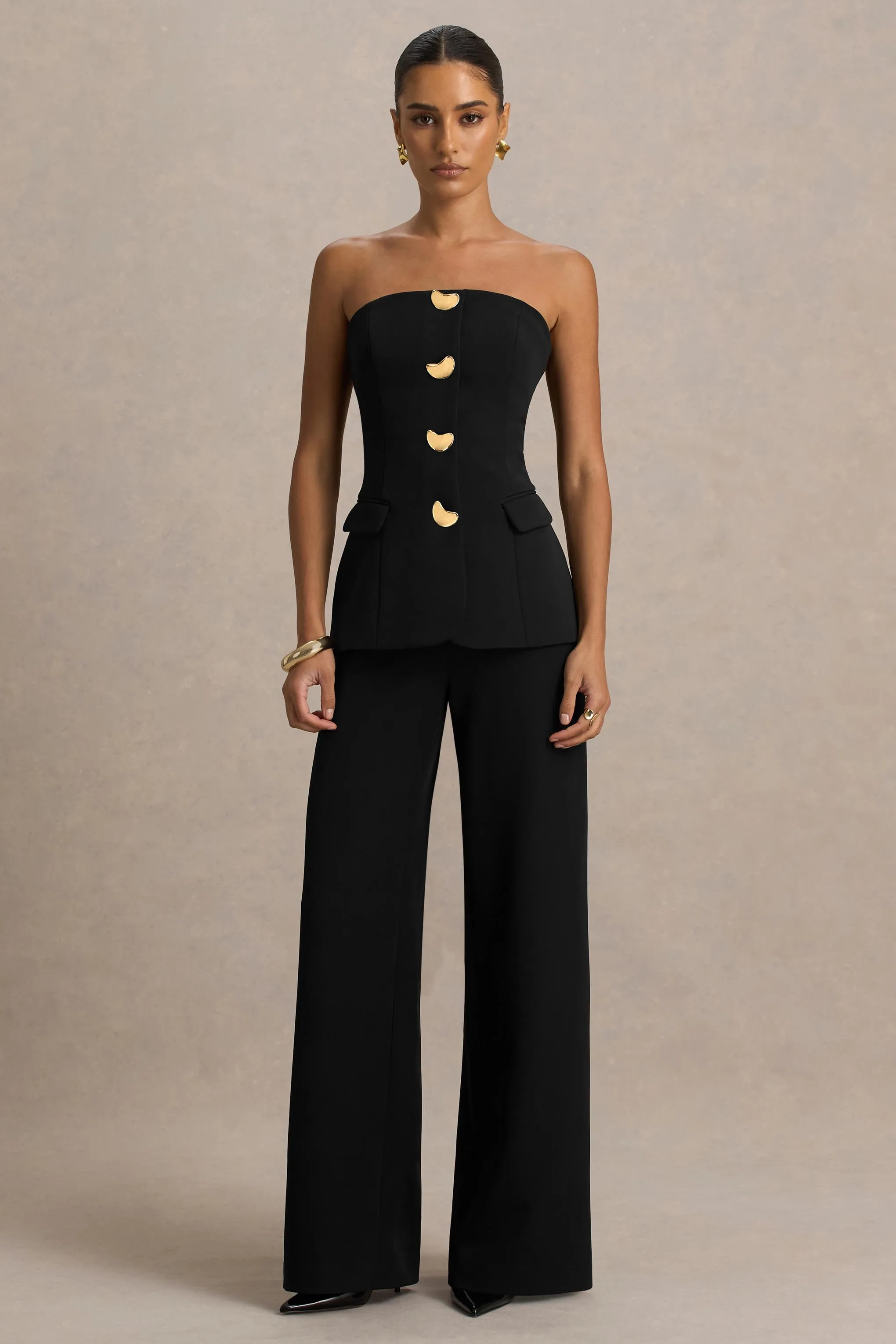 Zoey | Black Bandeau-Neck Jumpsuit sold by Club L London product image thumbnail 4