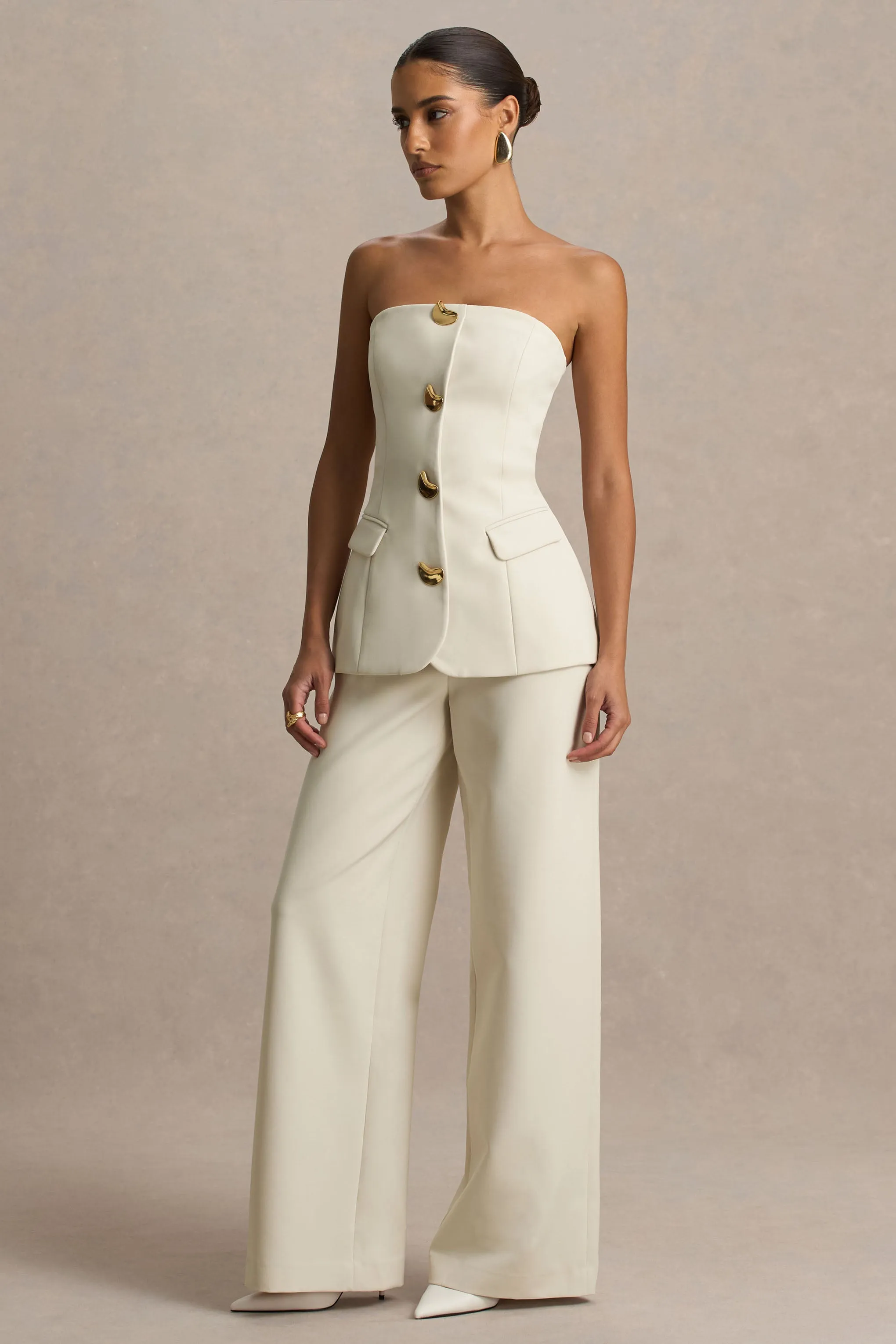 Zoey | Nude Bandeau-Neck Jumpsuit sold by Club L London product image thumbnail 4