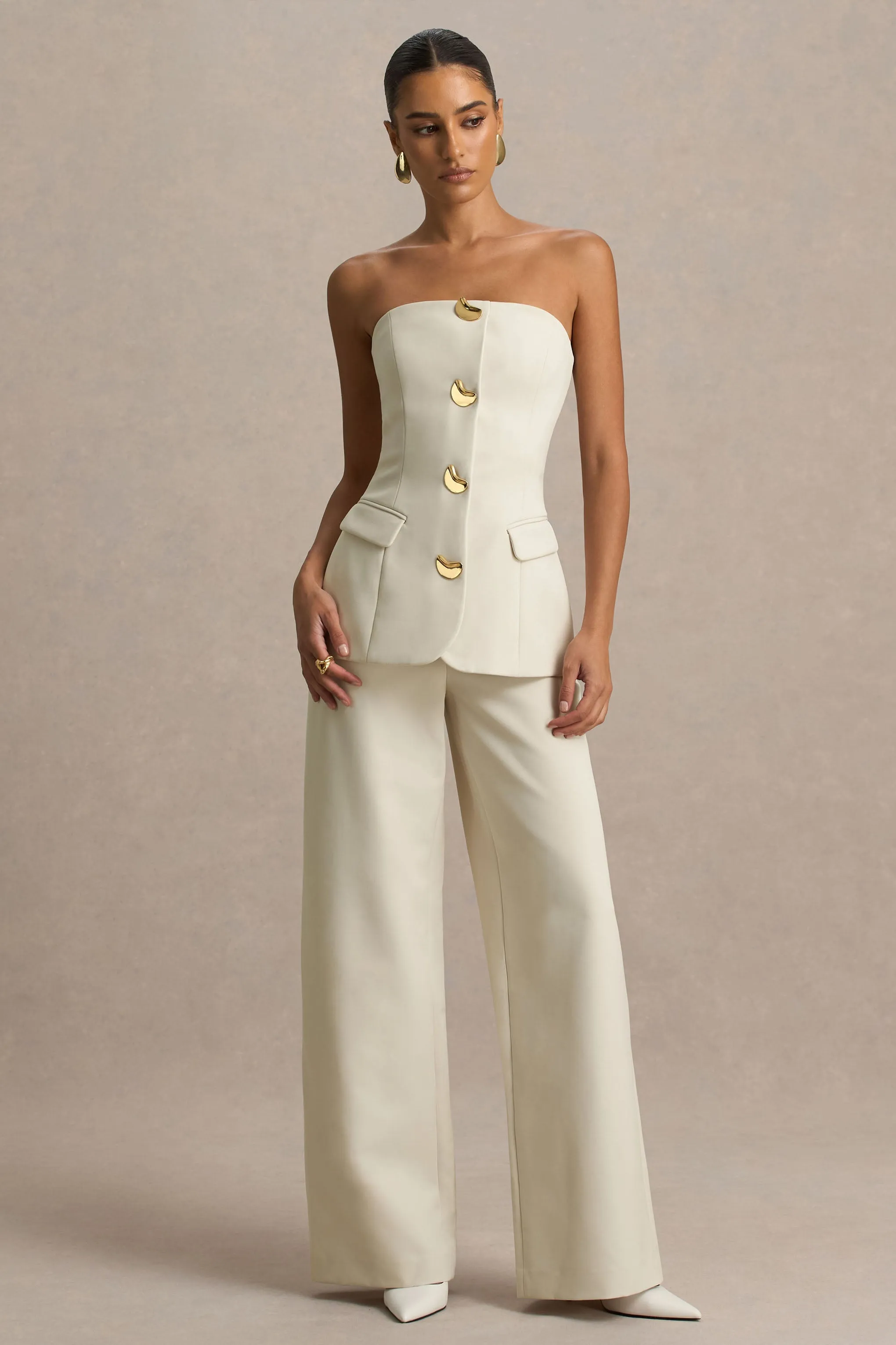 Zoey | Nude Bandeau-Neck Jumpsuit sold by Club L London product image thumbnail 5