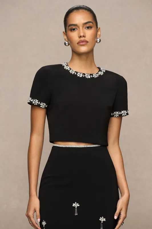 Salma | Black Embellished Top sold by Club L London