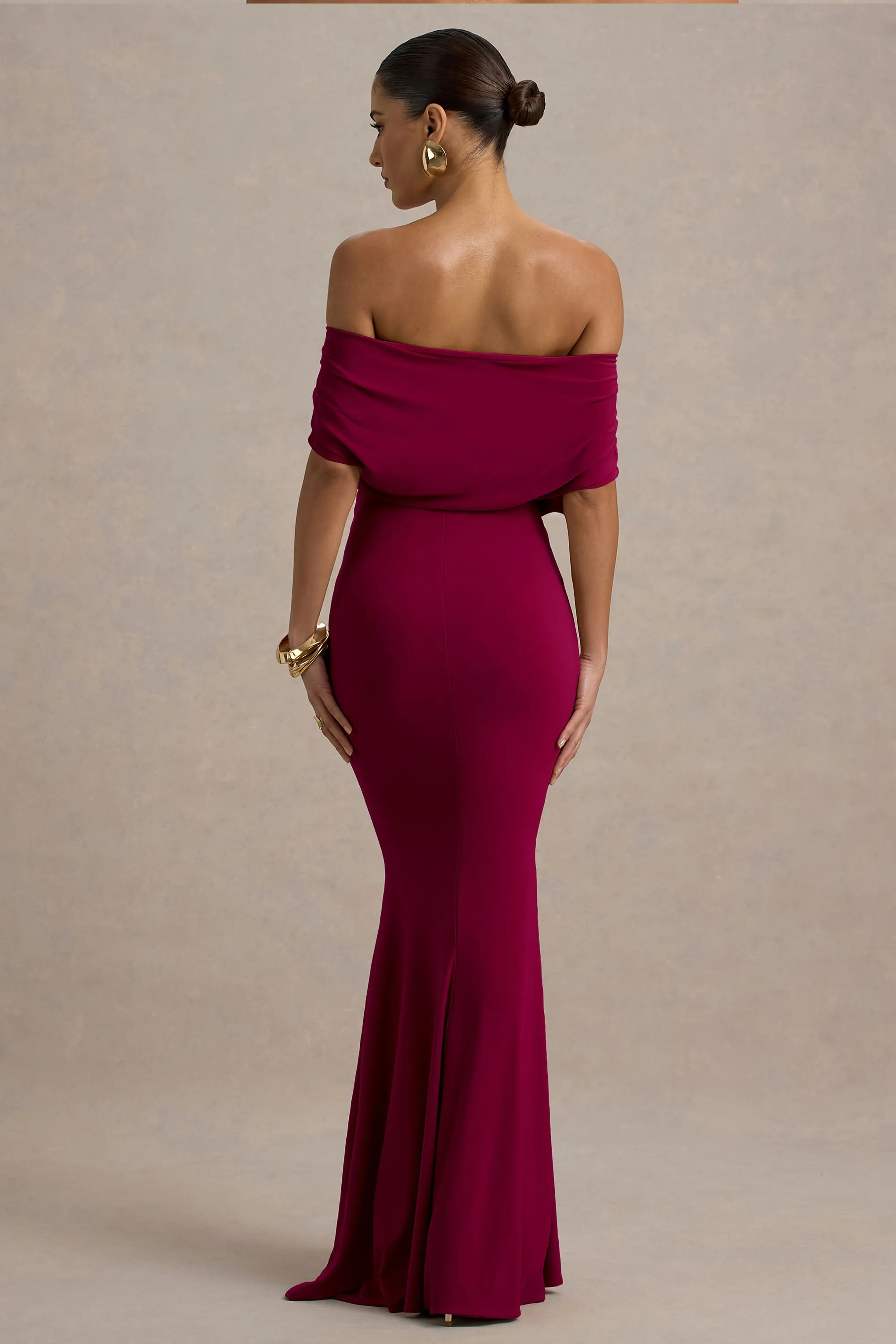 Bowden | Berry Bardot Maxi Dress sold by Club L London product image thumbnail 3
