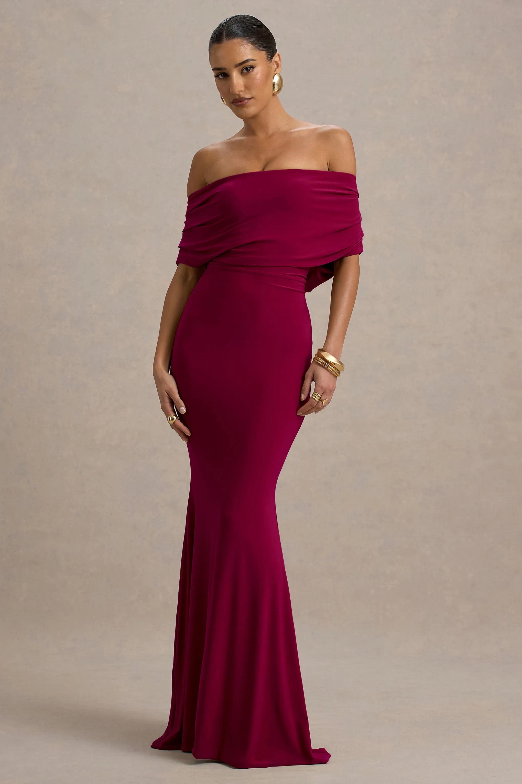 Bowden | Berry Bardot Maxi Dress sold by Club L London product image thumbnail 5