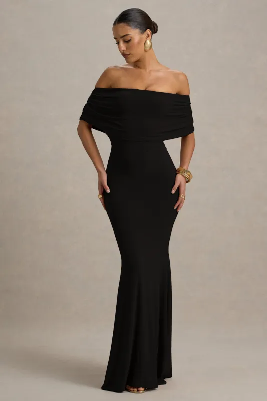 Bowden | Black Bardot Maxi Dress sold by Club L London