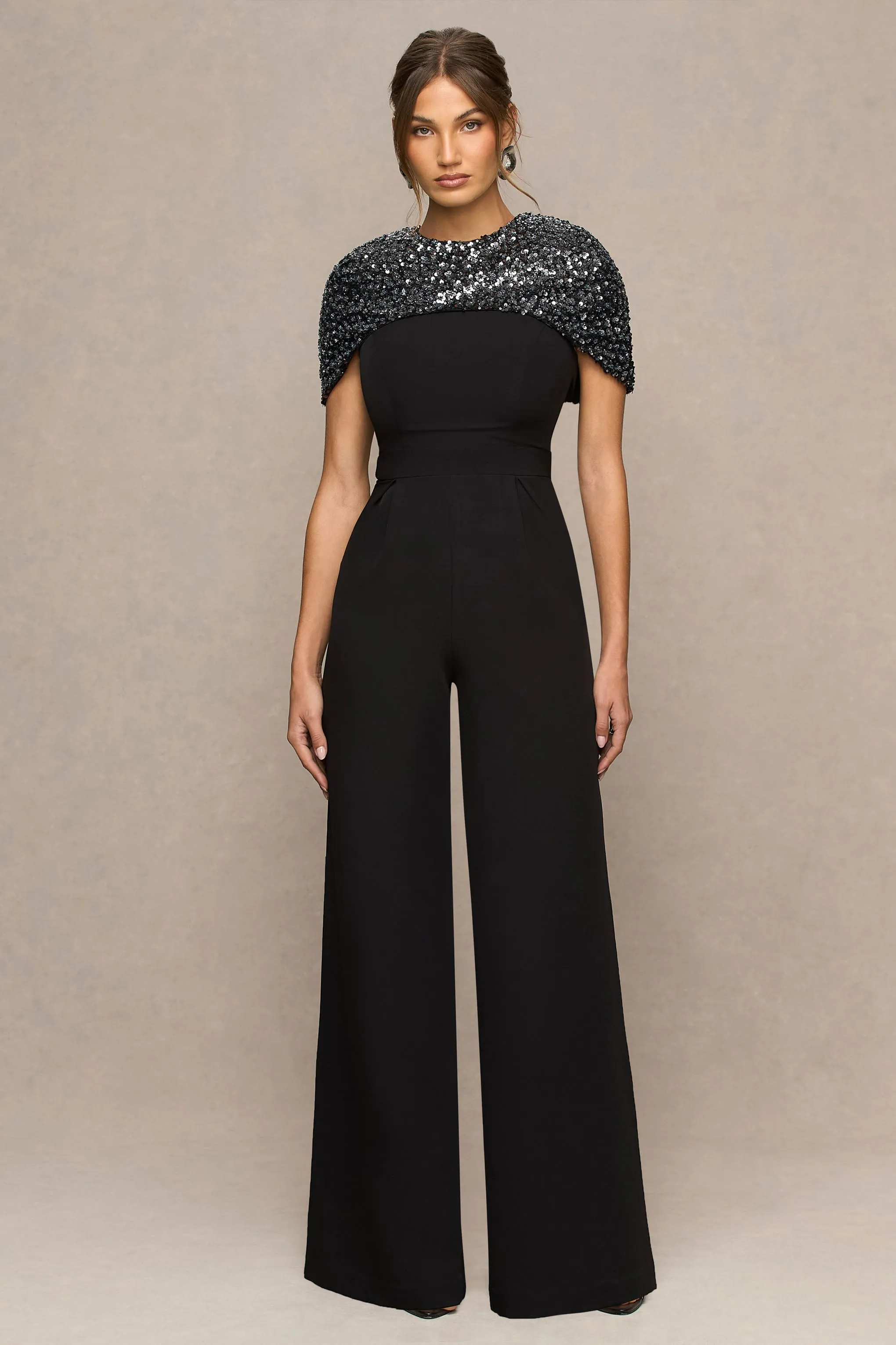 Eloriana | Black Embellished High-Neck Jumpsuit sold by Club L London product image thumbnail 4
