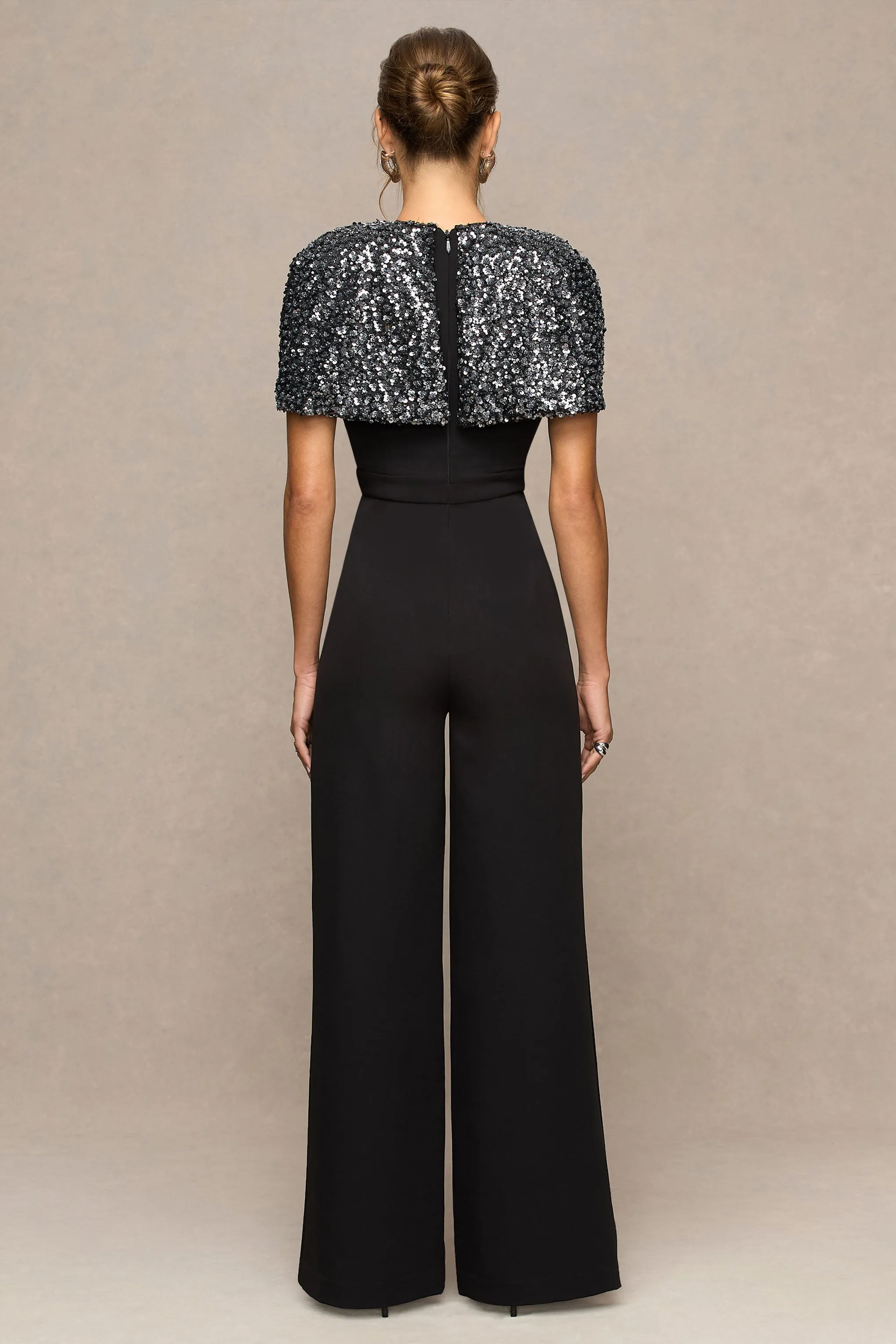 Eloriana | Black Embellished High-Neck Jumpsuit sold by Club L London product image thumbnail 2