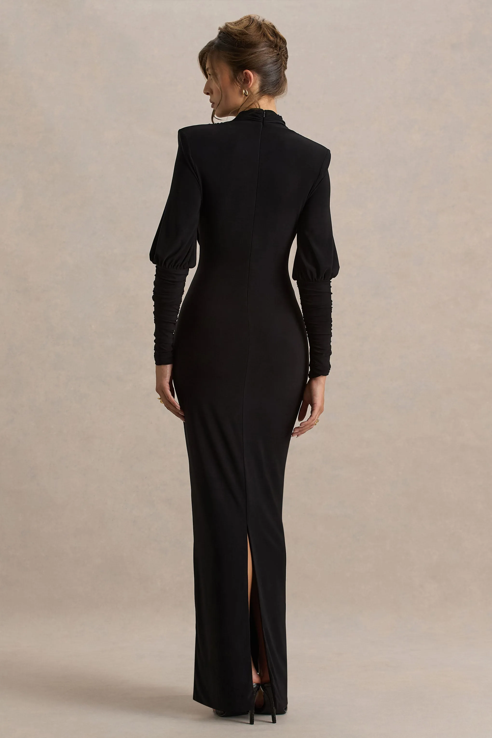 Kaylee | Black Cowl-Neck Maxi Dress With Draping Details sold by Club L London product image thumbnail 2