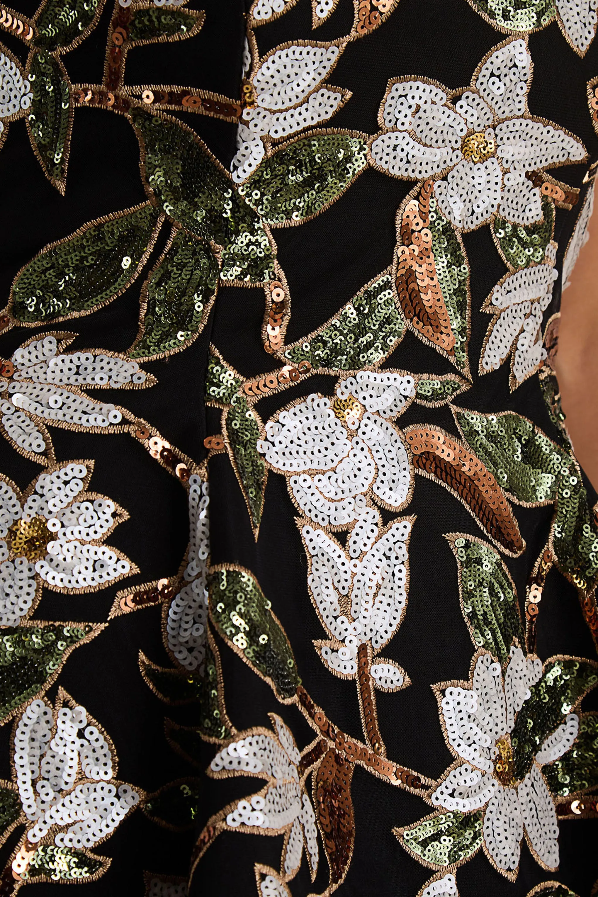 Sparky | Black And Bronze Floral Embellished Bandeau-Neck Mini Dress sold by Club L London product image thumbnail 4