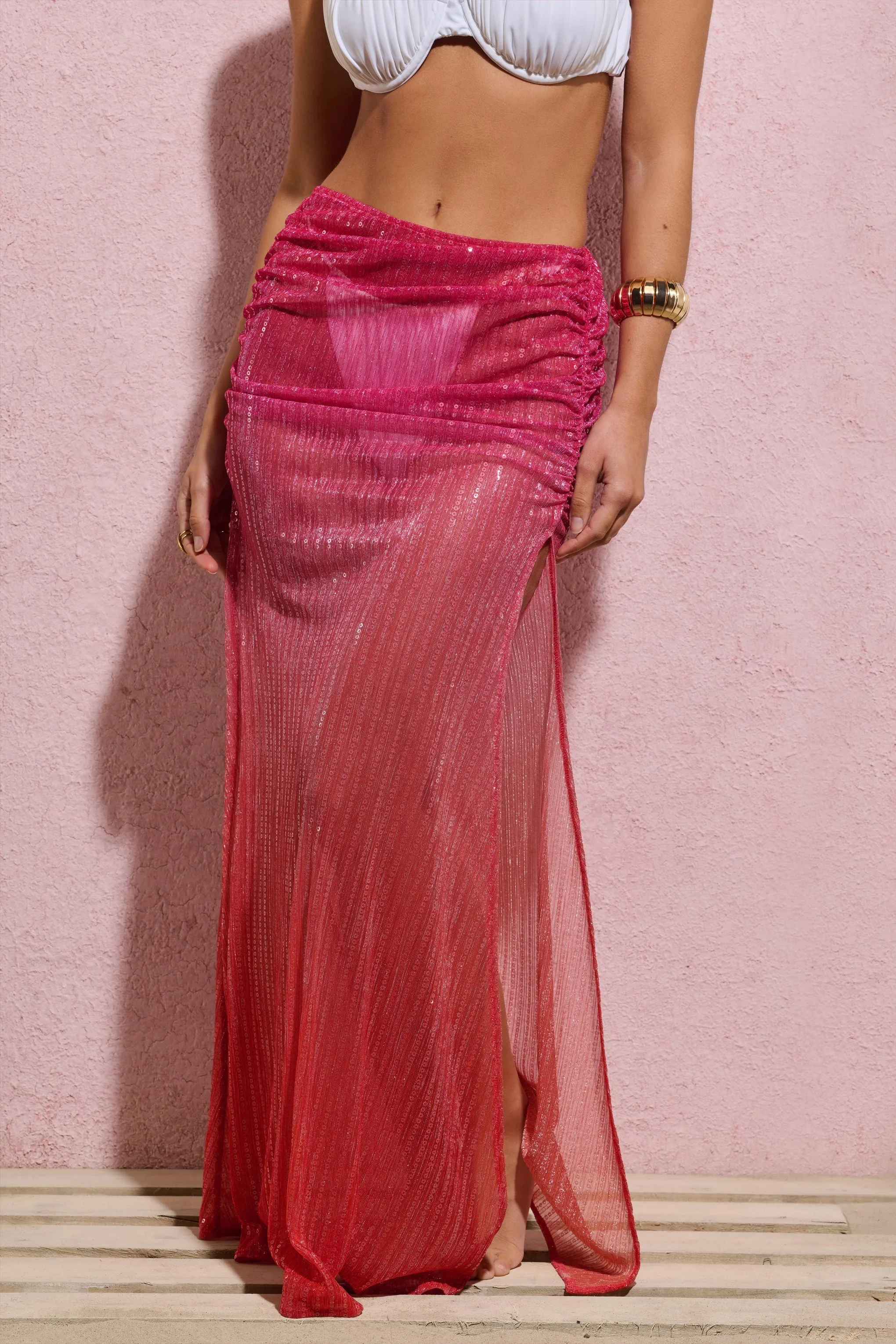 Sully | Pink & Orange Ombre Maxi Skirt sold by Club L London product image thumbnail 4