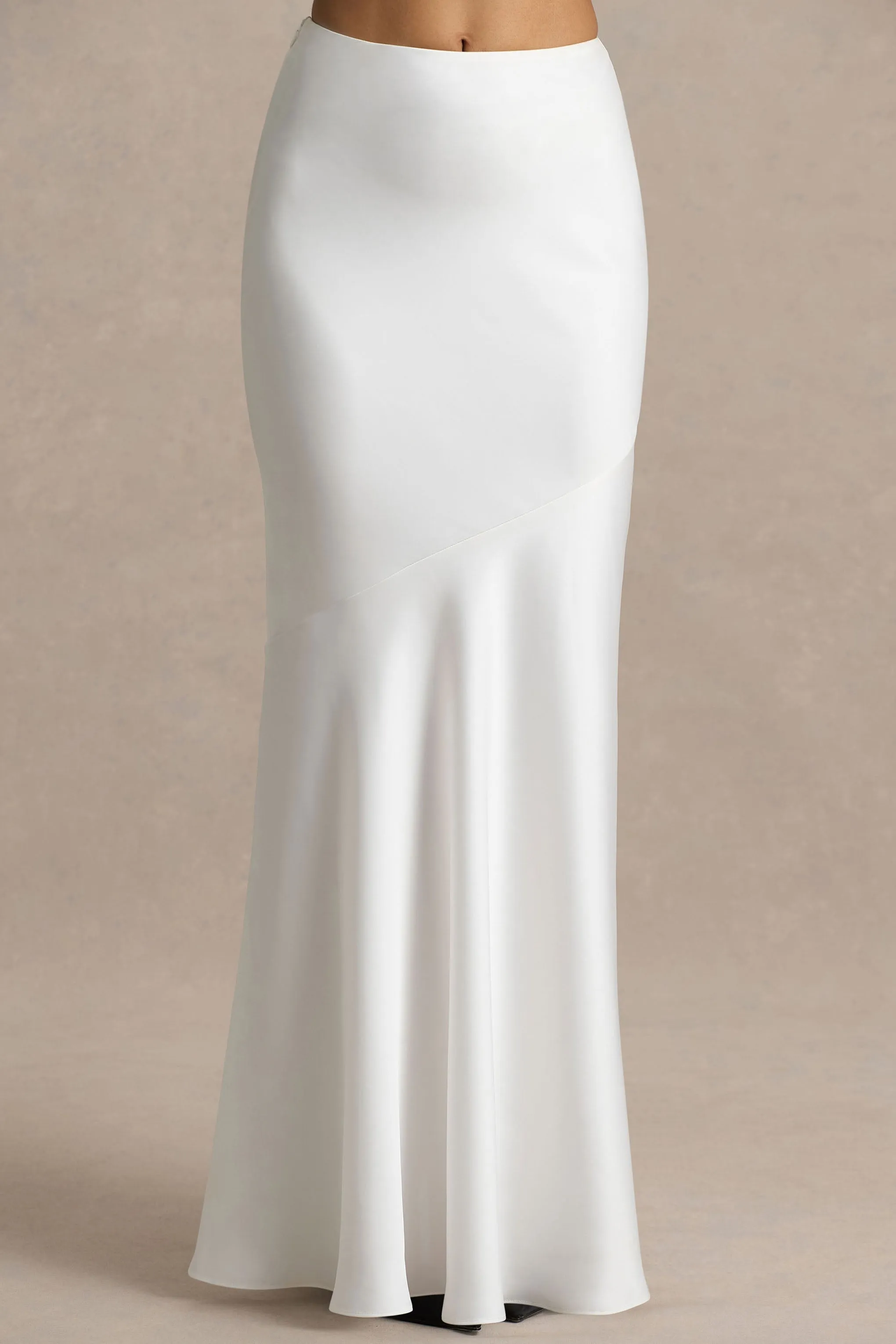 Lilah | Cream Satin Maxi Skirt sold by Club L London product image thumbnail 3