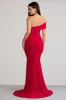 Forever & Always | Red One Shoulder Ruched Fishtail Maxi Dress sold by Club L London
