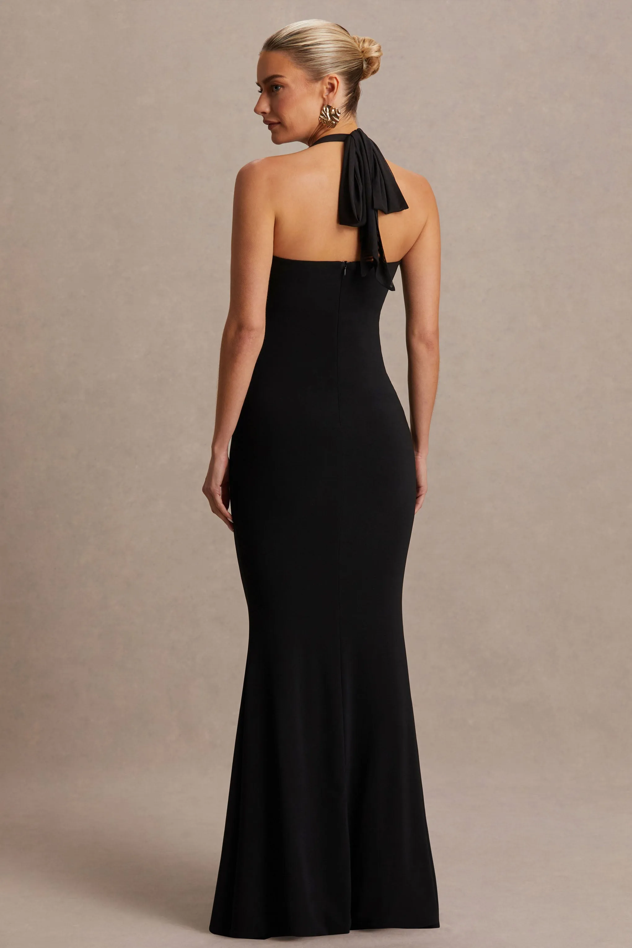 Avielle | Black Halter-Neck Maternity Maxi Dress sold by Club L London product image thumbnail 2