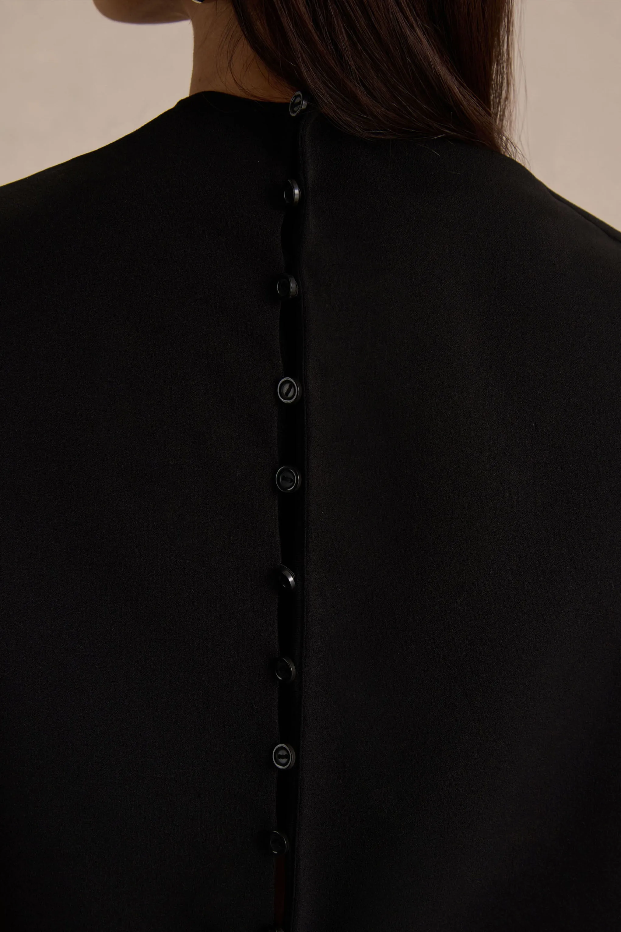 Roseth | Black High-Neck Maxi Dress With One-Sleeve And Body Cu-Out Detail sold by Club L London product image thumbnail 4