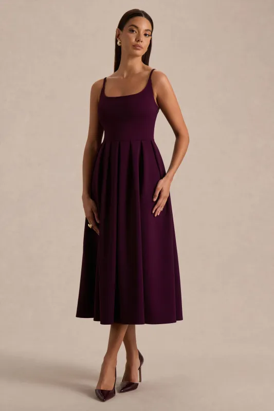 Jamila | Plum Scoop-Neck Midi Dress sold by Club L London