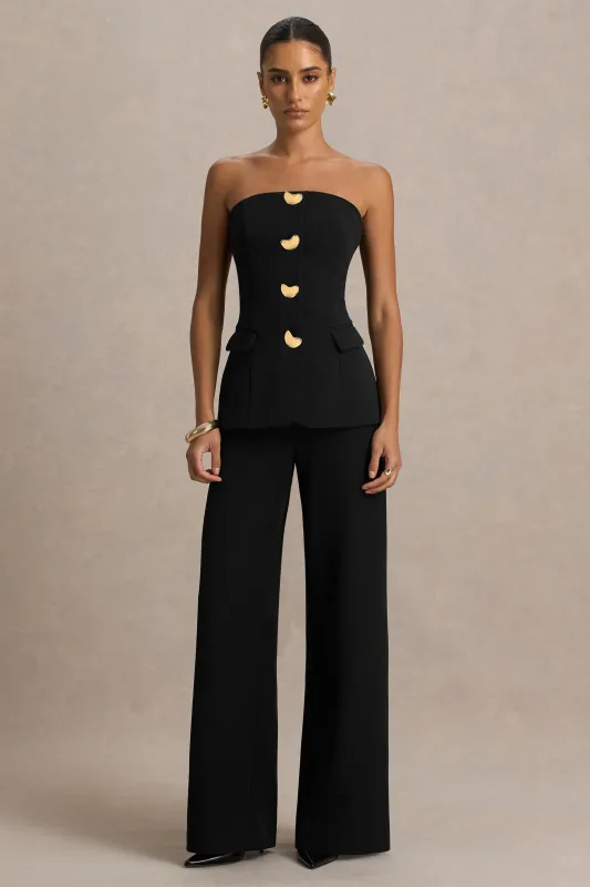 Zoey | Black Bandeau Jumpsuit sold by Club L London