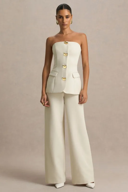 Zoey | Nude Bandeau Jumpsuit sold by Club L London