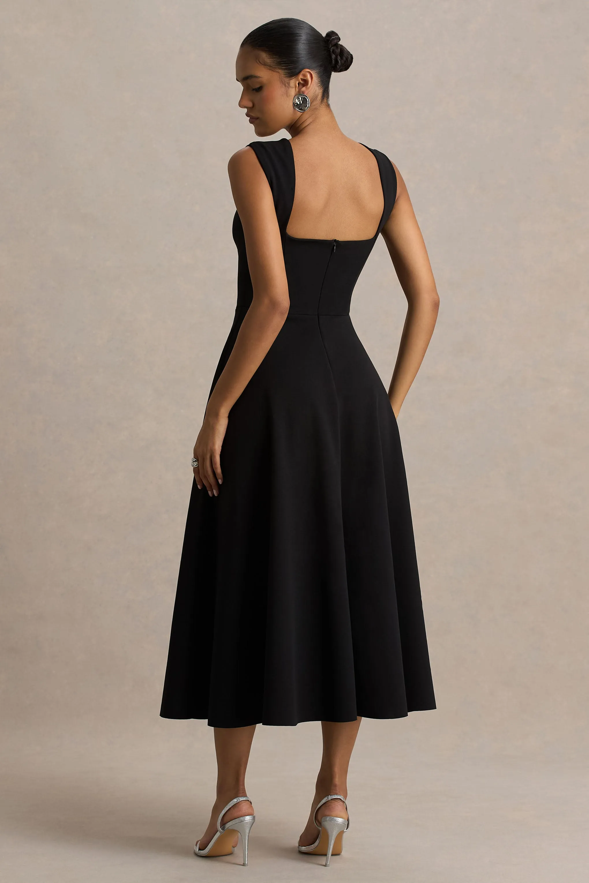 Andromeda | Black Sweetheart-Neck Midi Dress sold by Club L London product image thumbnail 2