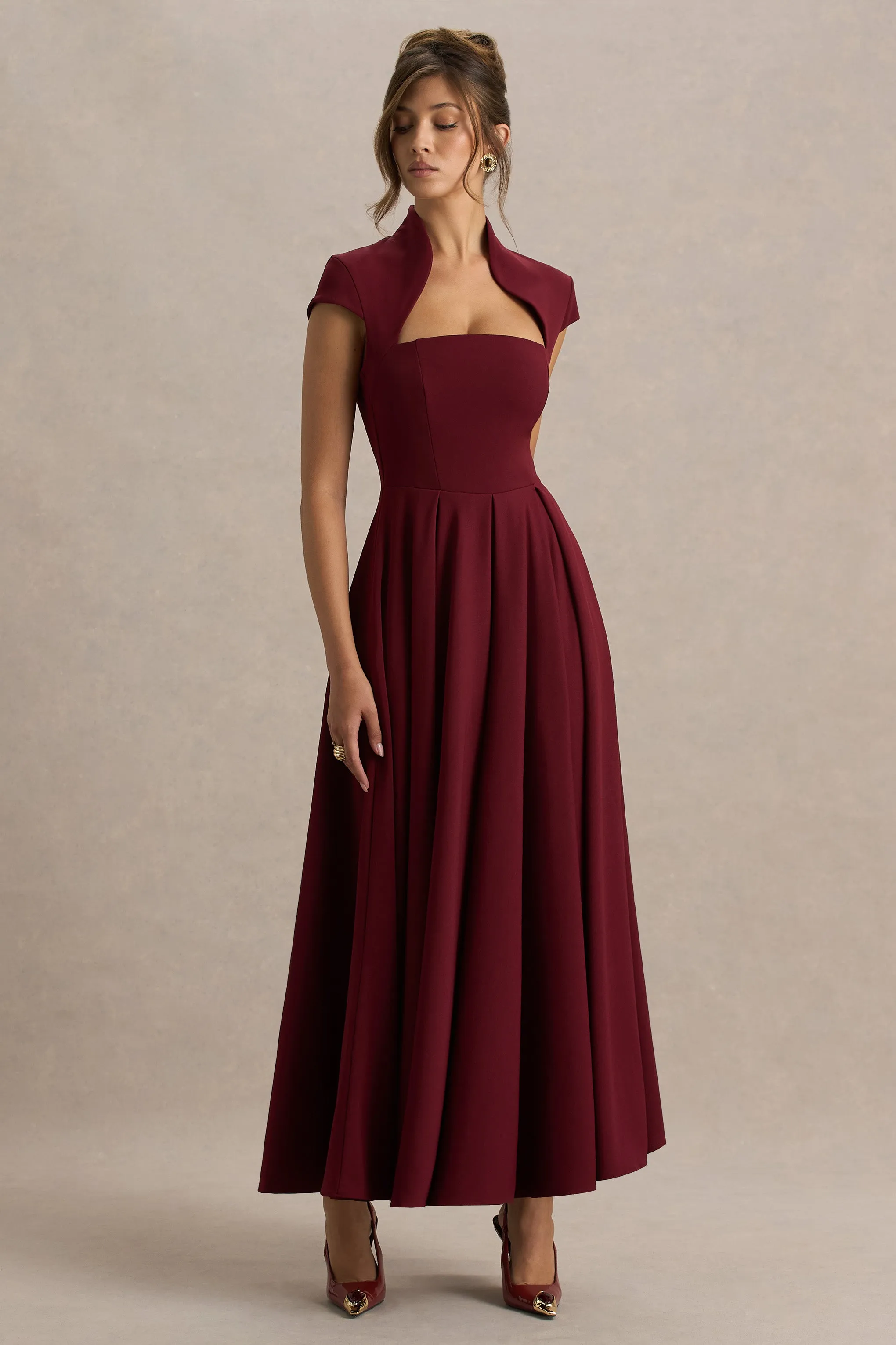 Scarlett | Burgundy Square-Neck Maxi Dress sold by Club L London product image thumbnail 3