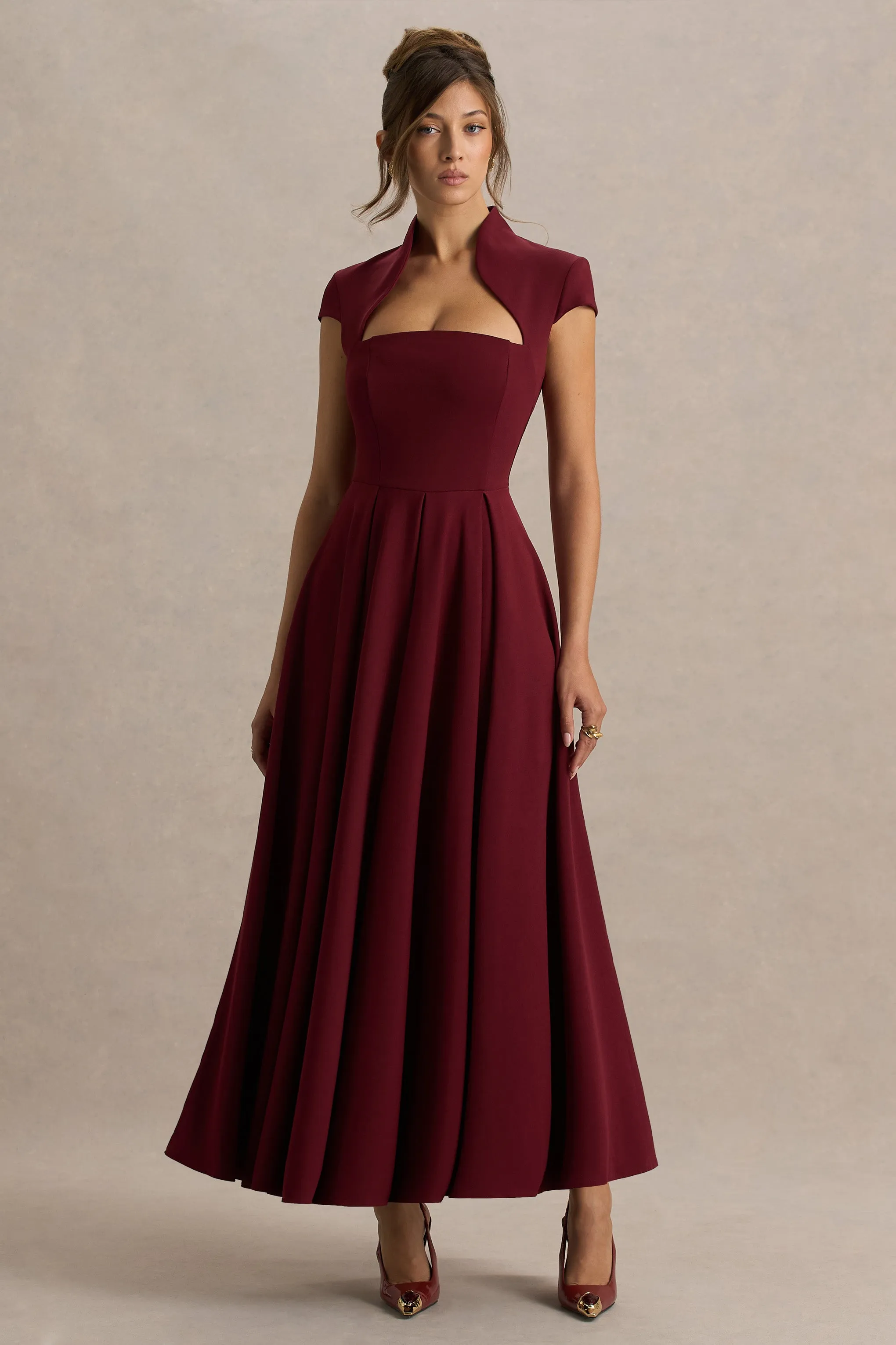 Scarlett | Burgundy Square-Neck Maxi Dress sold by Club L London product image thumbnail 5