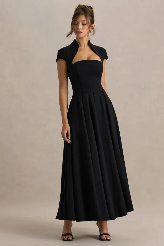 Scarlett | Black Square-Neck Maxi Dress sold by Club L London