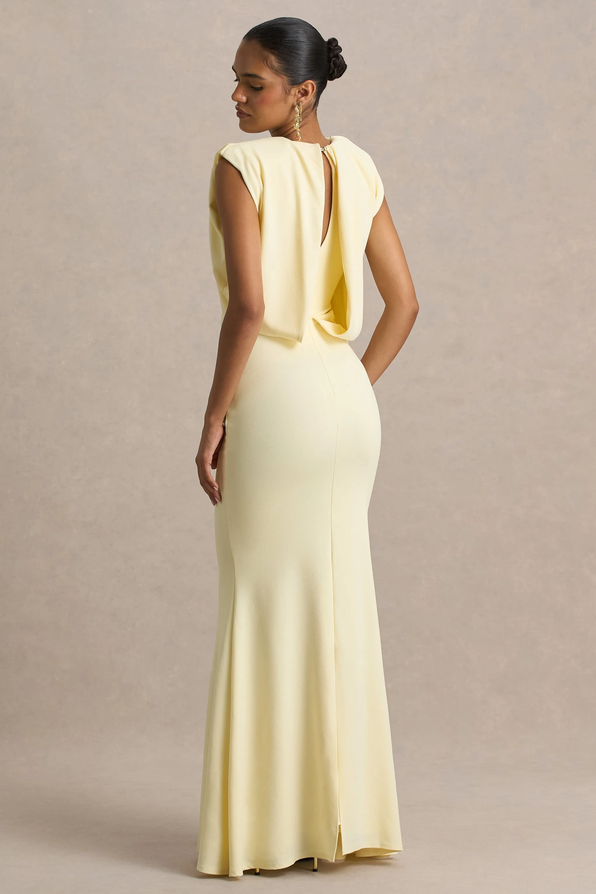 Meave | Lemon Boat-Neck Maxi Dress With Draped Detail sold by Club L London product image thumbnail 2