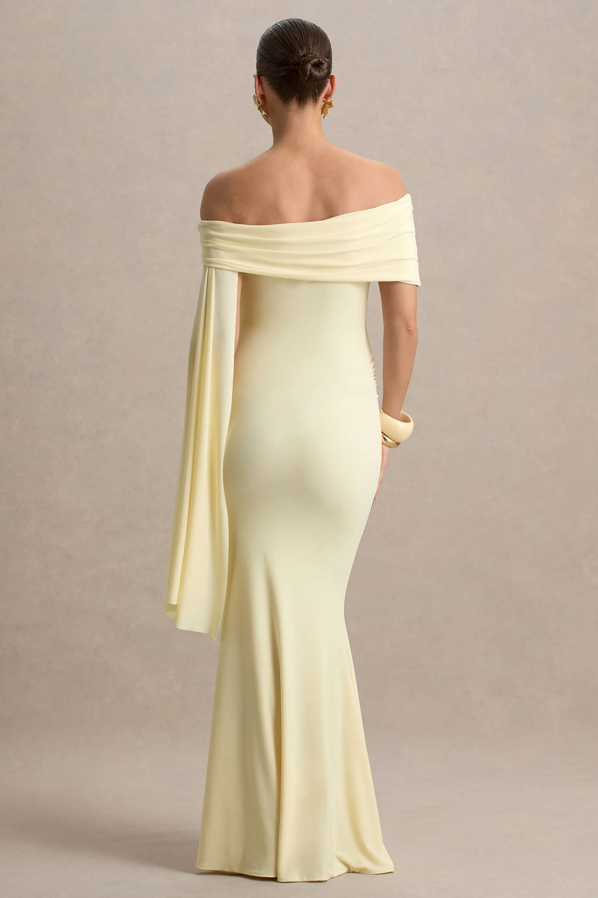 Aquila | Lemon Bardot Maternity Maxi Dress With Draped Detail sold by Club L London product image thumbnail 2