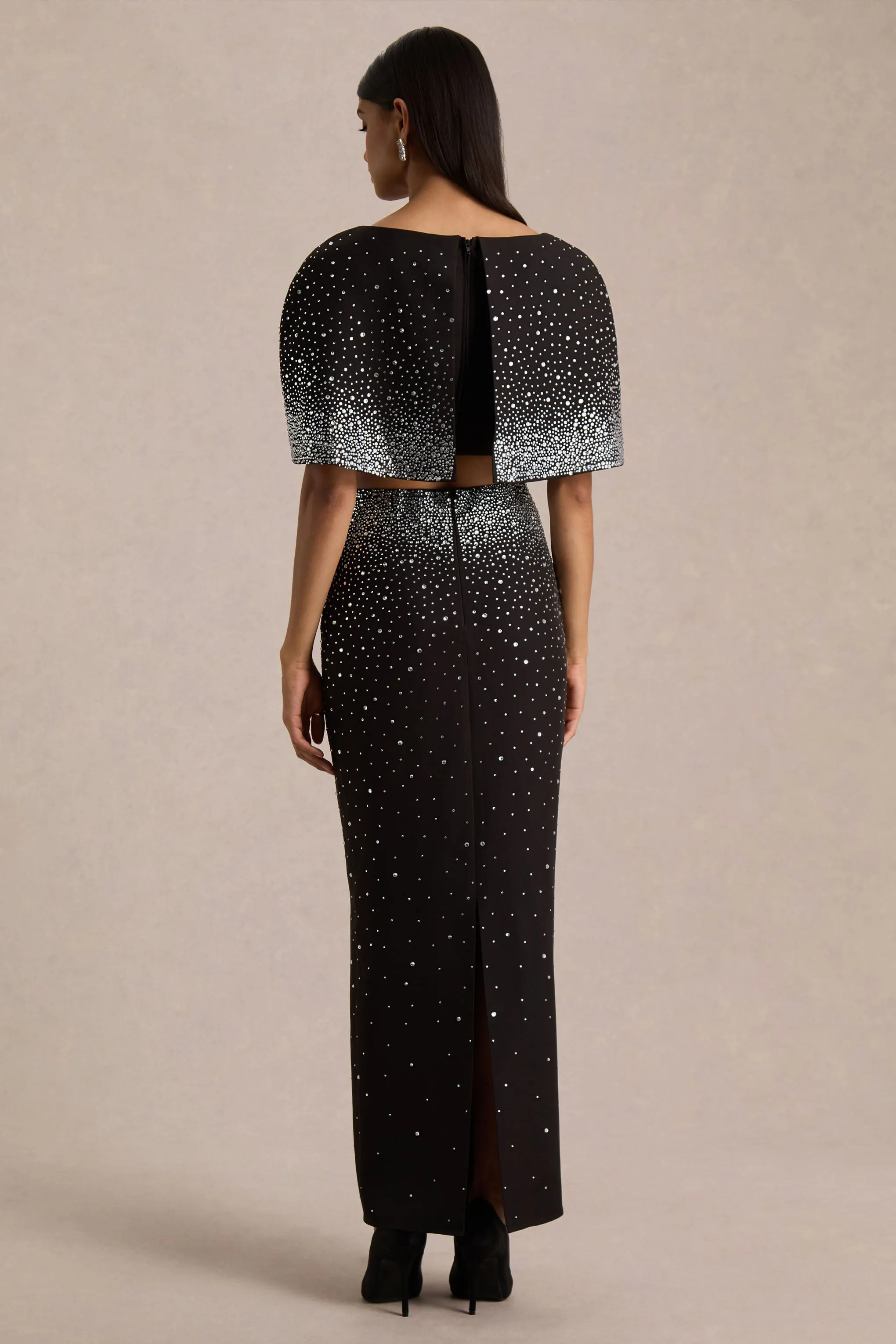 Fabiana | Black Hand-Embellished Maxi Skirt sold by Club L London product image thumbnail 2