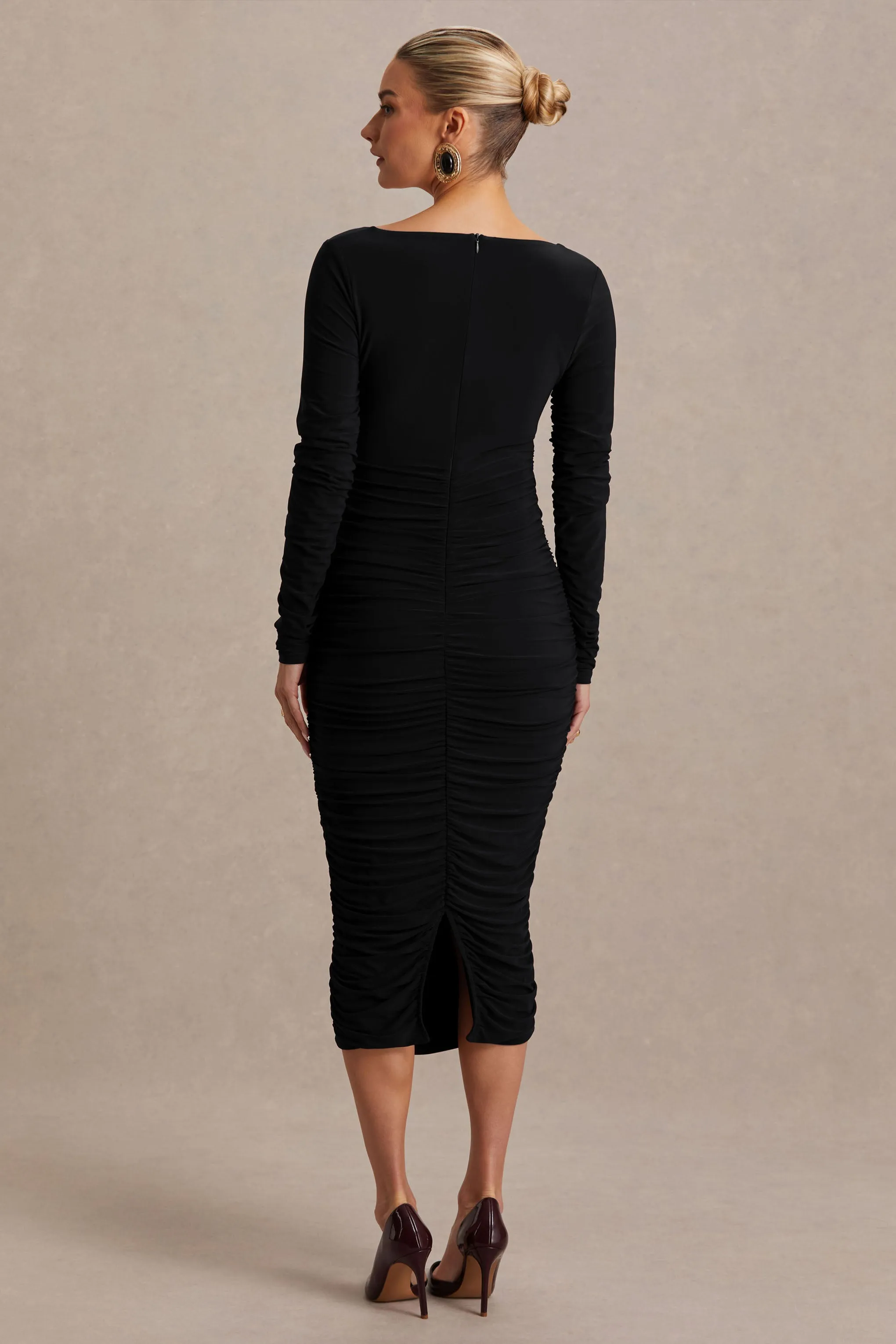 Saffron | Black Scoop-Neck Maternity Midi Dress sold by Club L London product image thumbnail 2