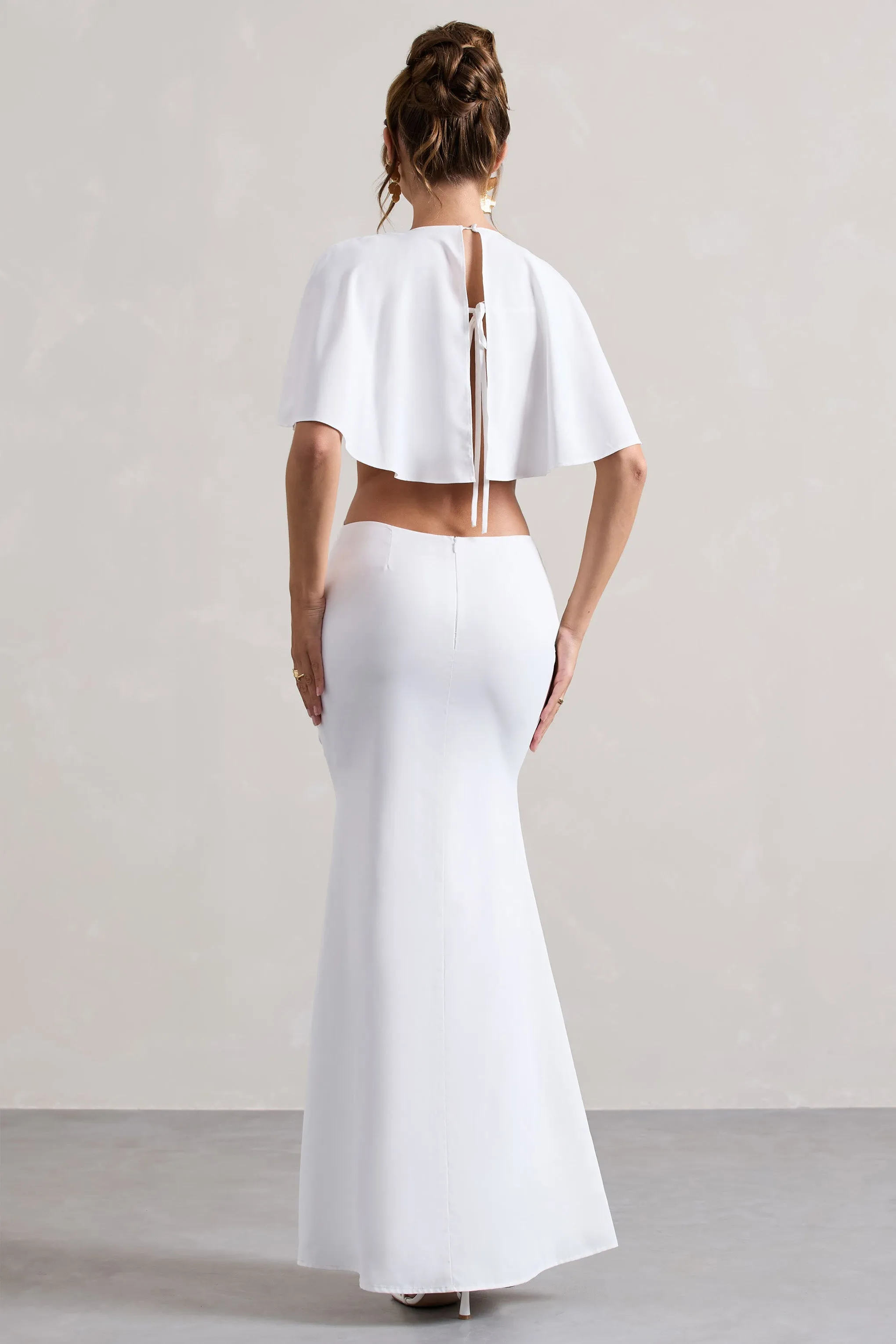 Isadora | Ivory Cut-Out Split Maxi Dress With Cape sold by Club L London product image thumbnail 3