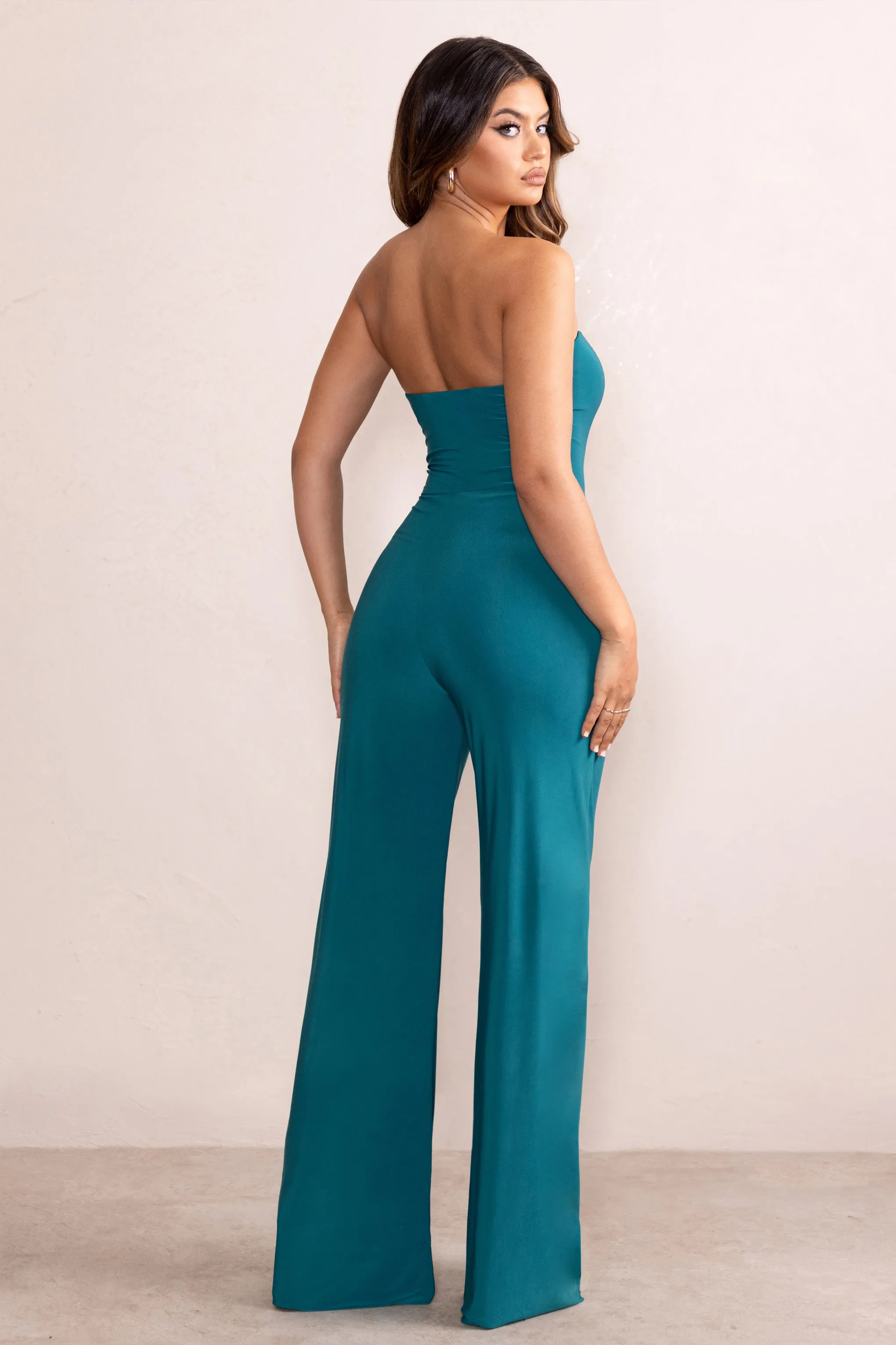 Darya | Teal Bandeau Wide Leg Jumpsuit sold by Club L London product image thumbnail 2