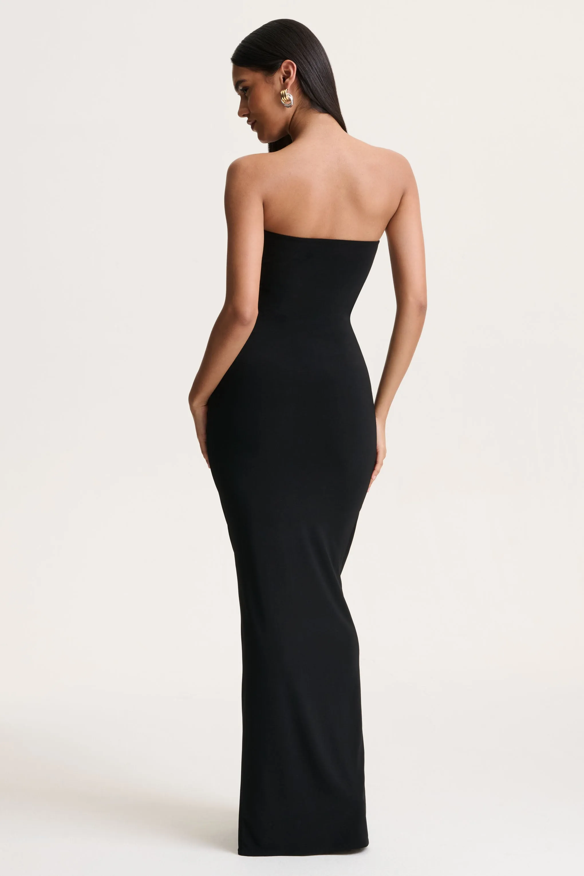 Beverly | Black Bandeau Maxi Dress With Gathered-Detailing sold by Club L London product image thumbnail 2