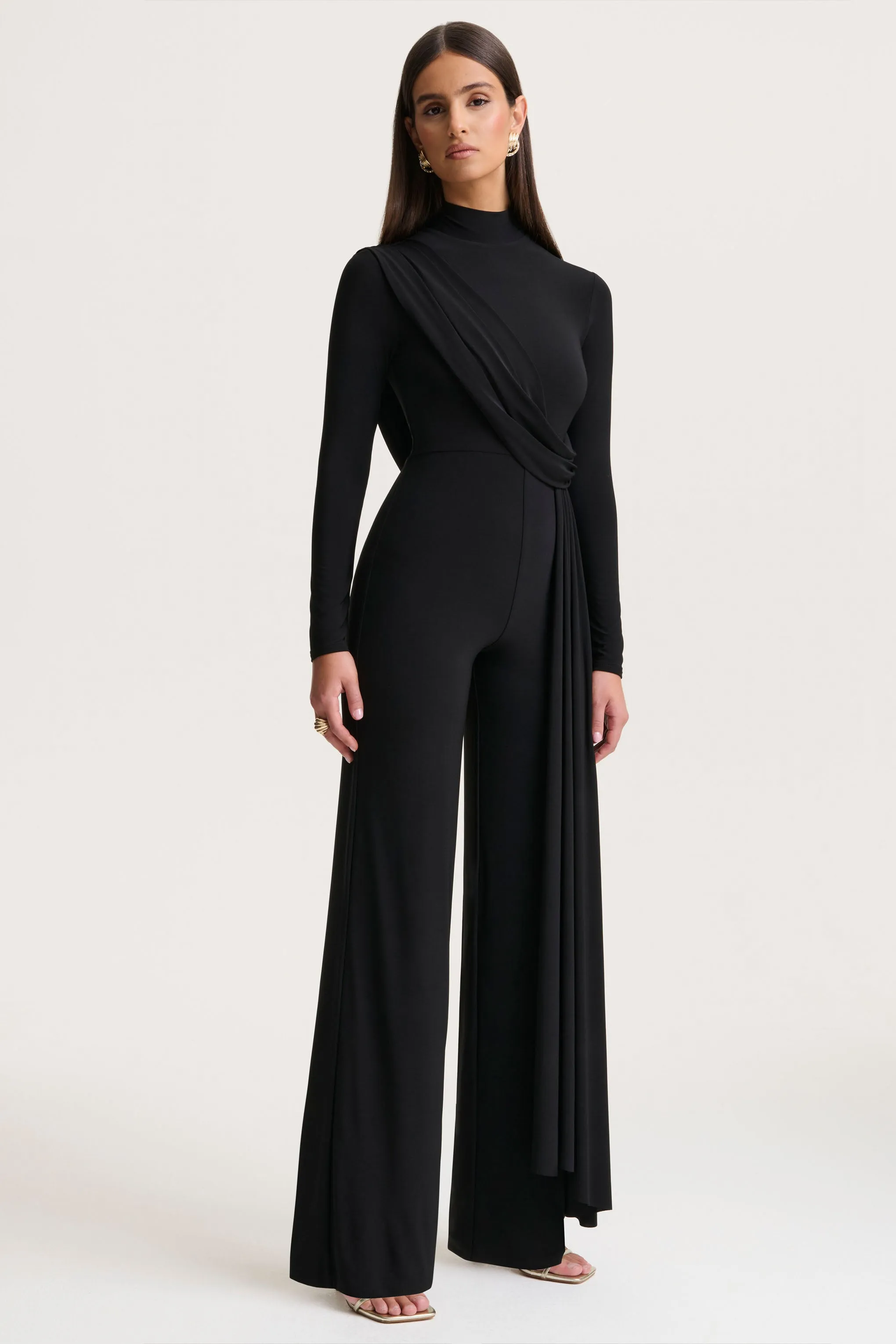 Havenna | Black High-Neck Jumpsuit sold by Club L London product image thumbnail 4