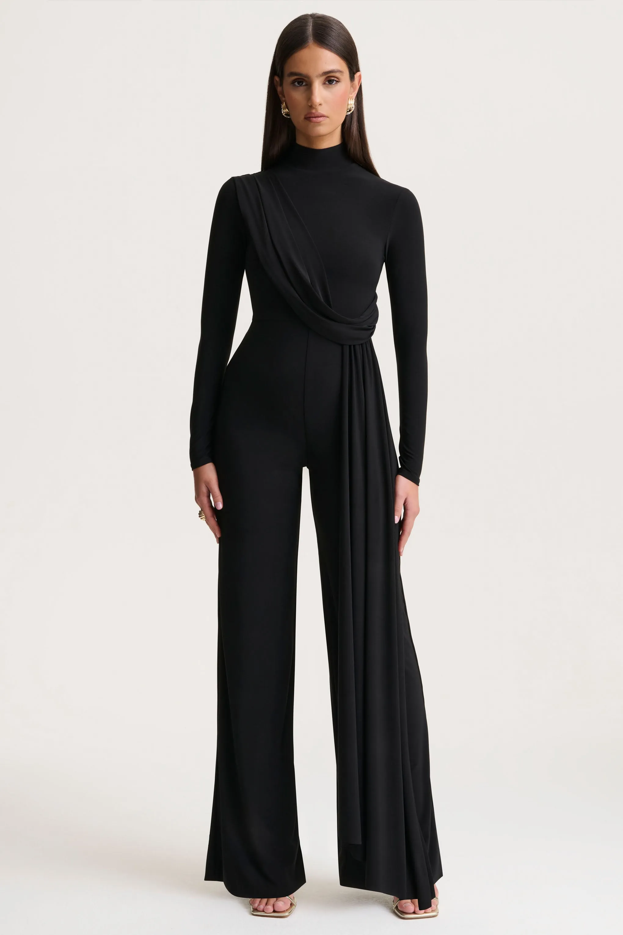 Havenna | Black High-Neck Jumpsuit sold by Club L London