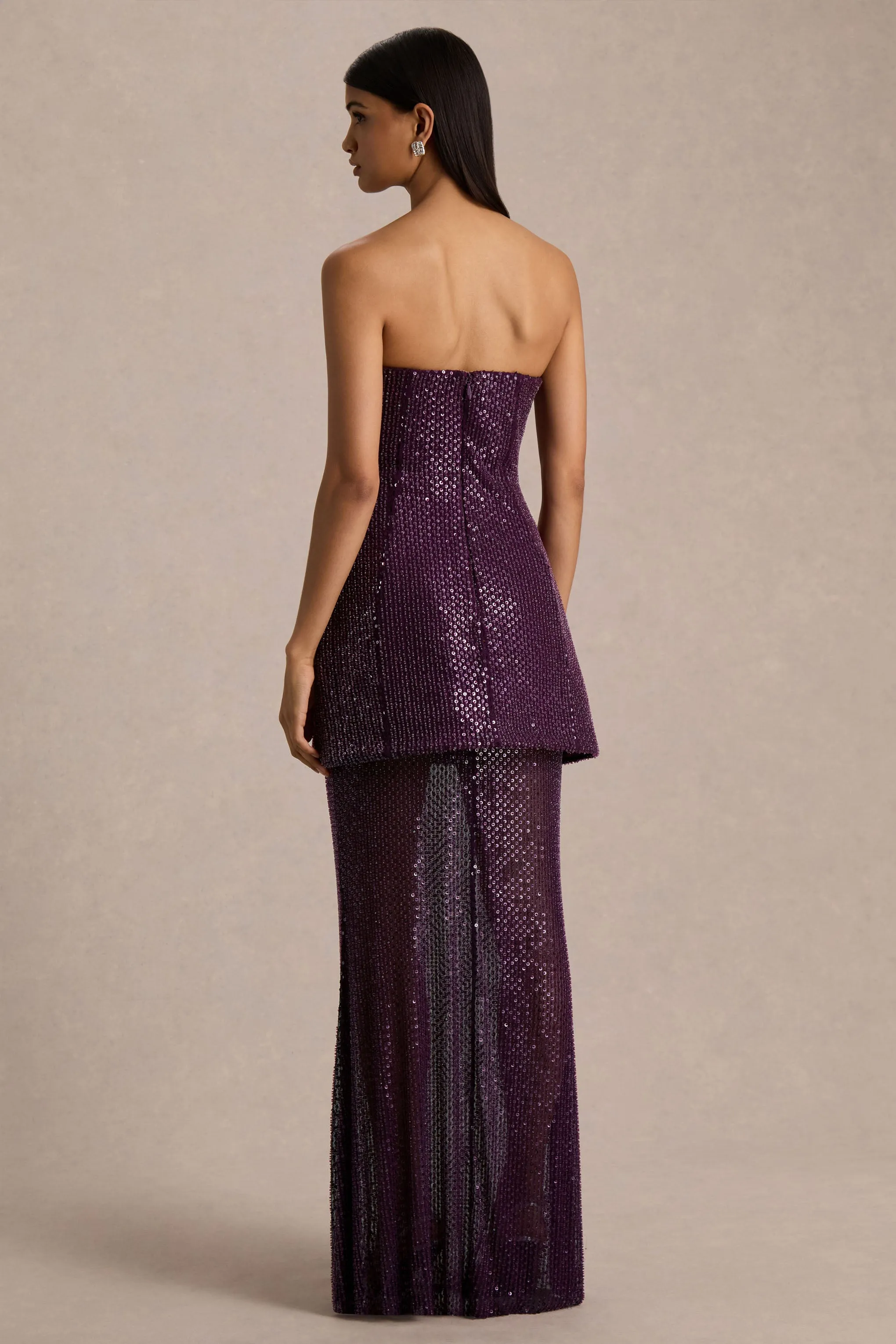 Luciana | Purple Embellished Bandeau Maxi Dress sold by Club L London product image thumbnail 2