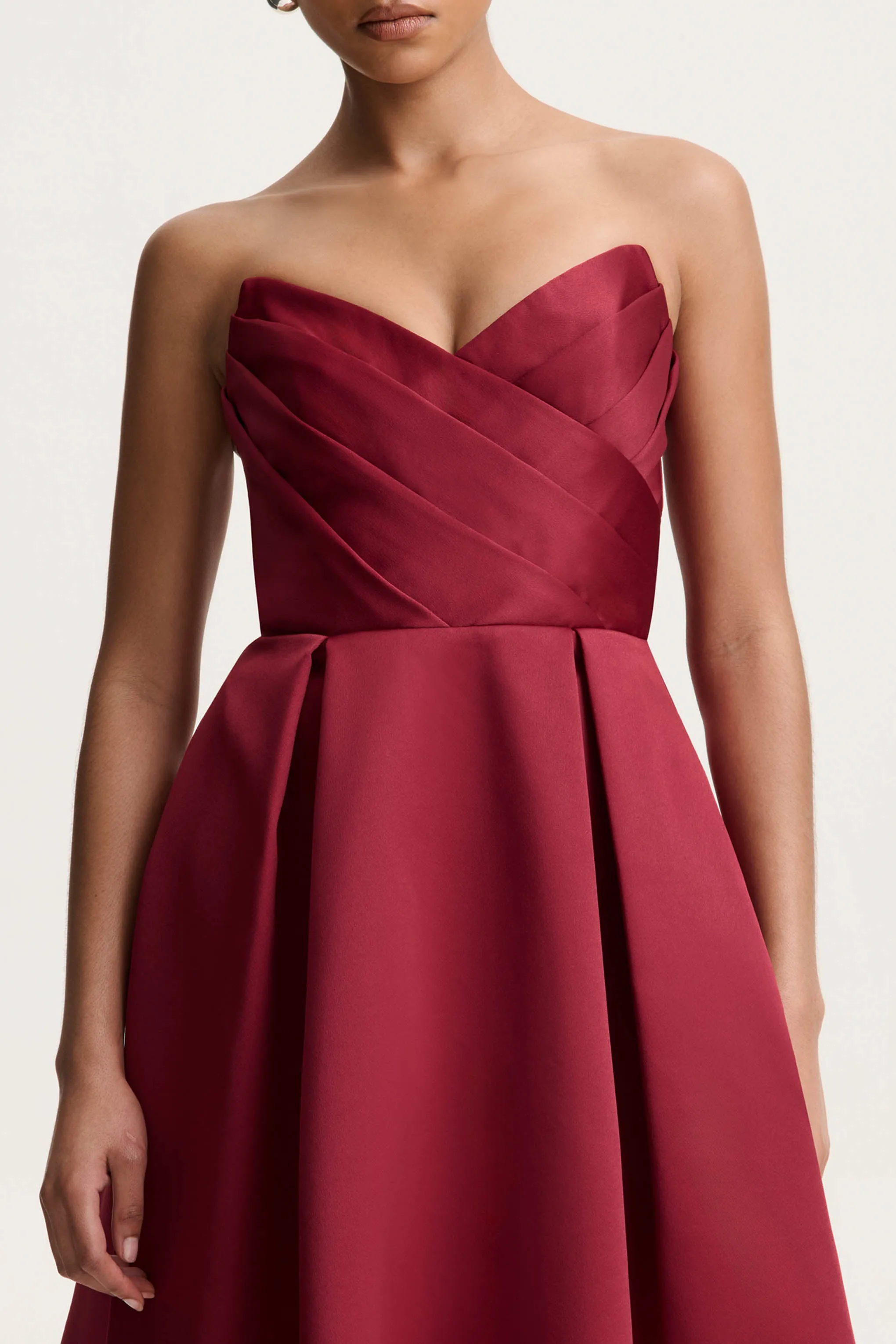 Promises | Red Satin Sweetheart-Neck Midi Dress sold by Club L London product image thumbnail 3