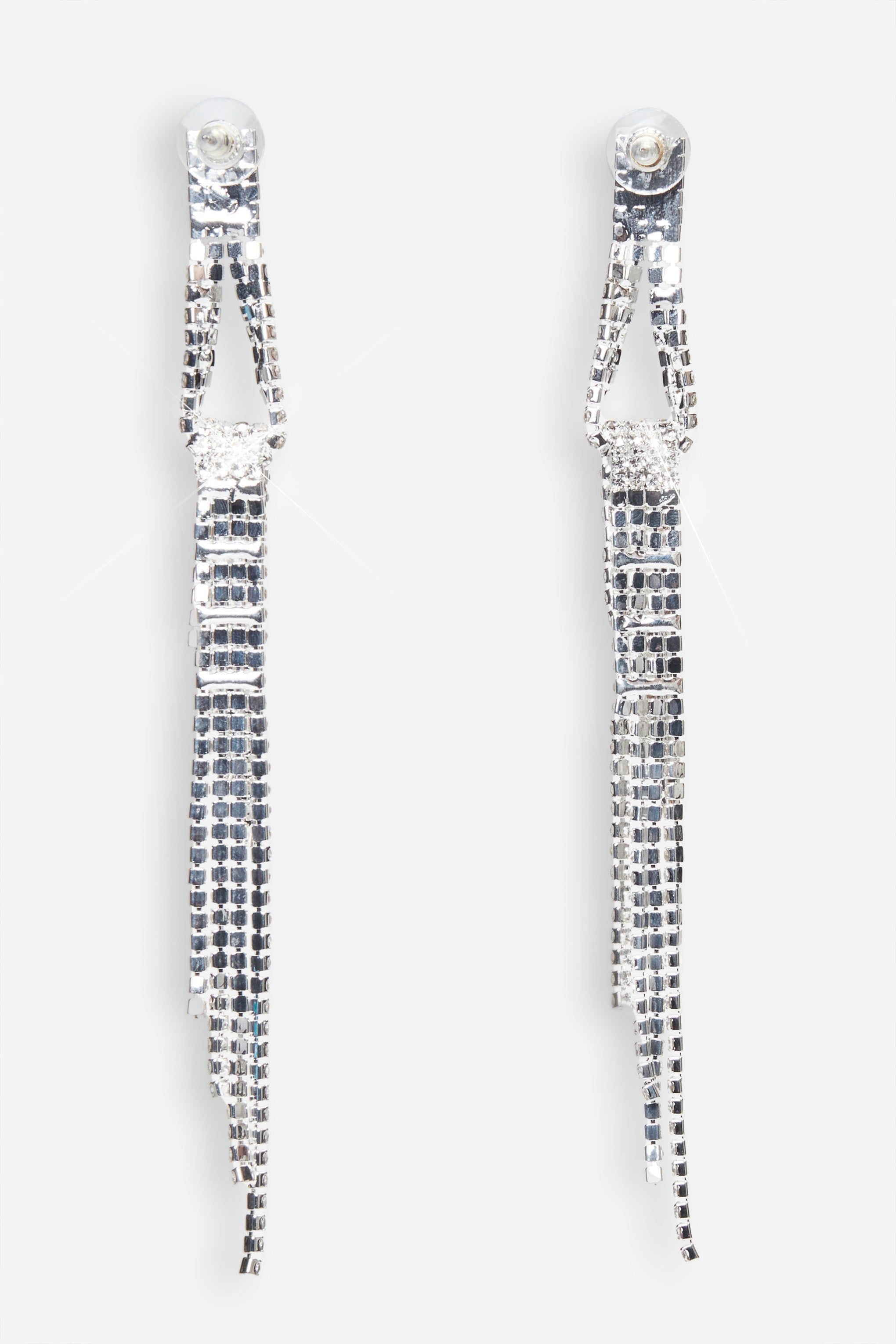 Kirby | Silver Diamante Tassel Earrings sold by Club L London product image thumbnail 3
