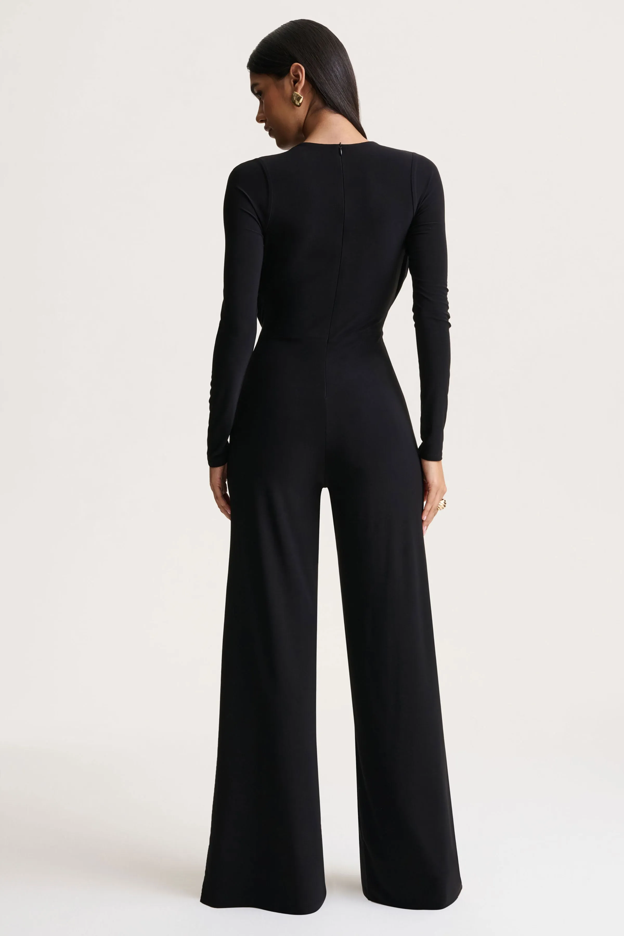 Catriona | Black Plunge-Neck Jumpsuit sold by Club L London product image thumbnail 2