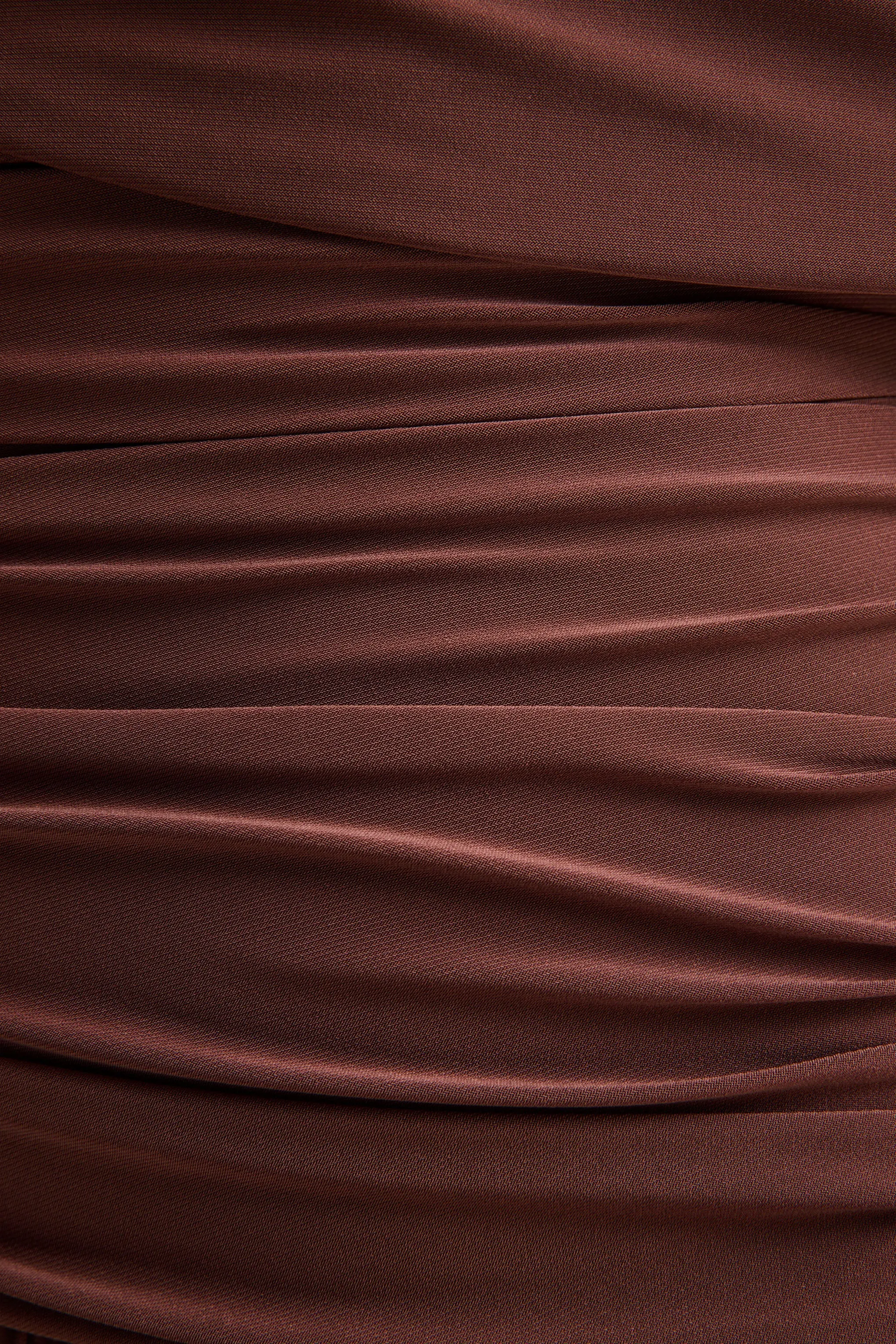 Emberly | Brown Draped Asymmetric-Neck Maxi Dress With Drop-Waist sold by Club L London product image thumbnail 5