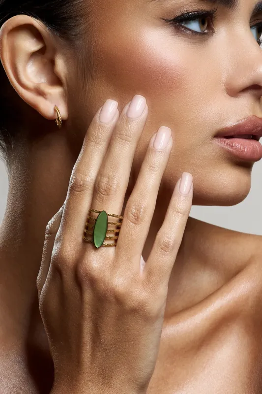 Hydra | Green Stacked Statement Ring sold by Club L London