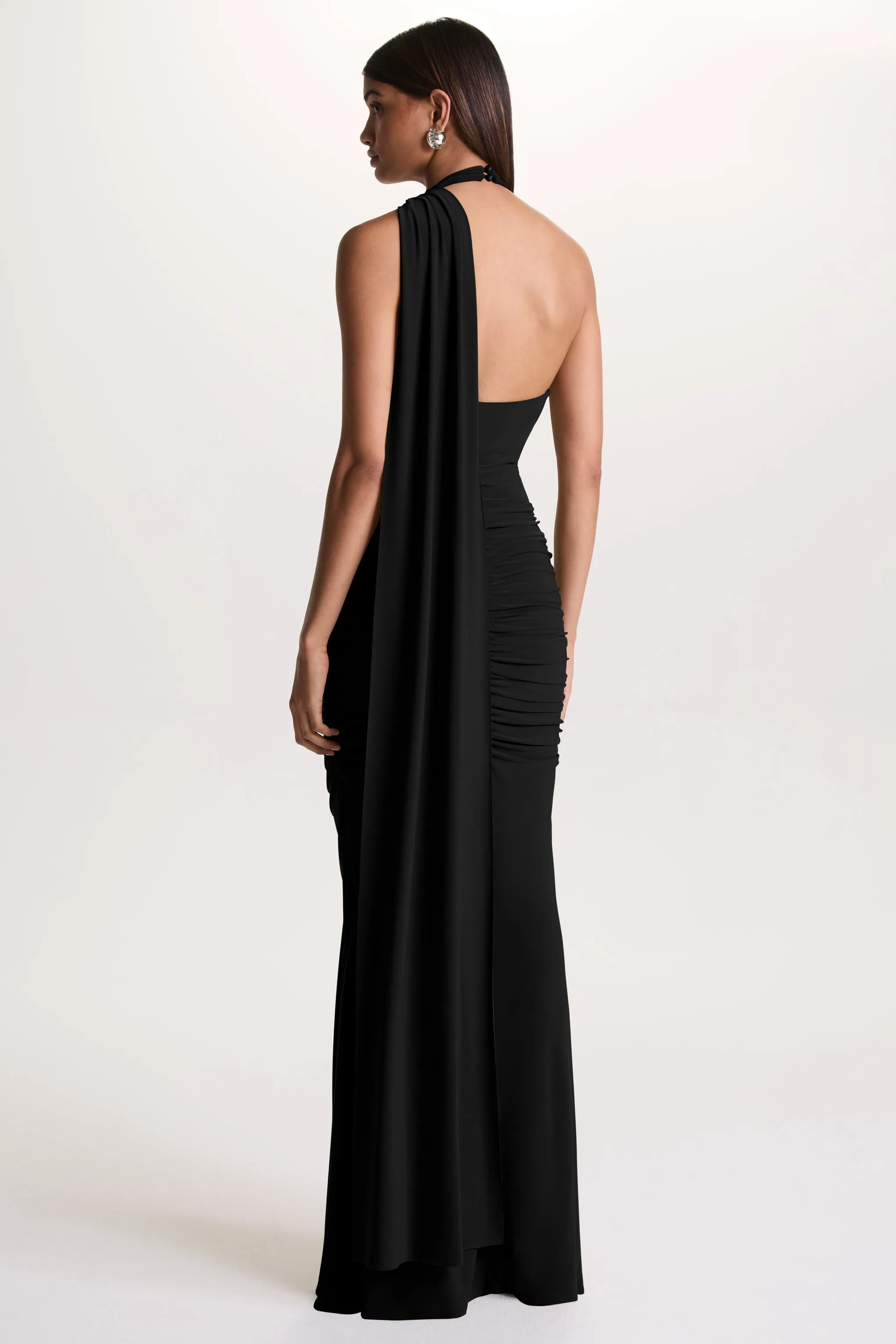 Roselani | Black Halter-Neck Maxi Dress With Open-Back sold by Club L London product image thumbnail 2