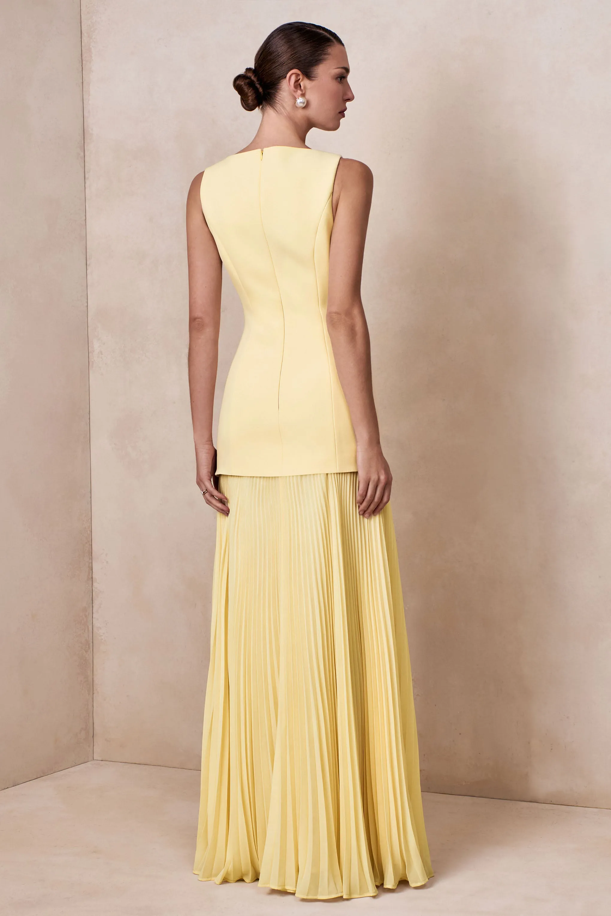 Hadley | Lemon Boat-Neck Maxi Dress With Drop-Waist sold by Club L London product image thumbnail 2