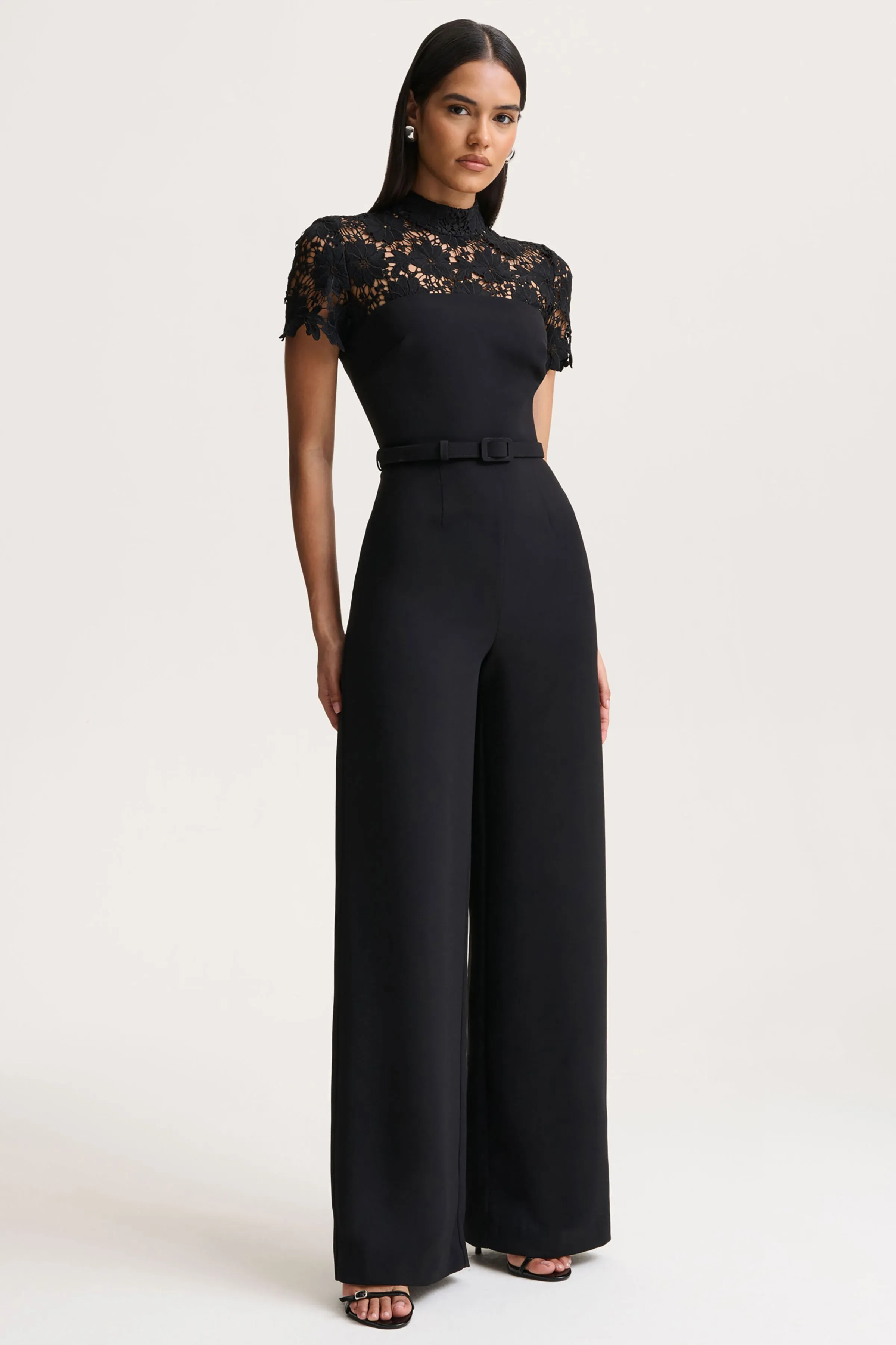 Orlina | Black High-Neck Jumpsuit With Lace Detailing sold by Club L London product image thumbnail 4