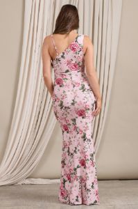 Phantasy | Pink Floral Maternity Cowl Neck Maxi Dress sold by Club L London